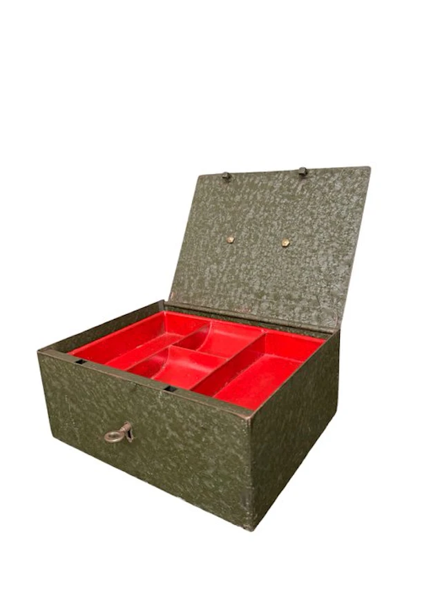 Exceptional Dark Craquele - Strongbox - Steel - Antique Cash Box / Safe