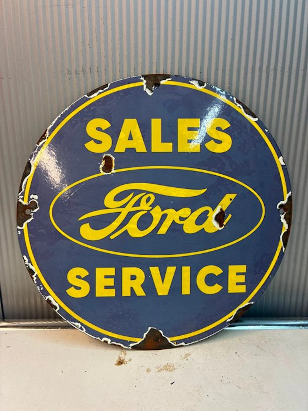Ford – Sales & Service – Rond emaille reclamebord –...