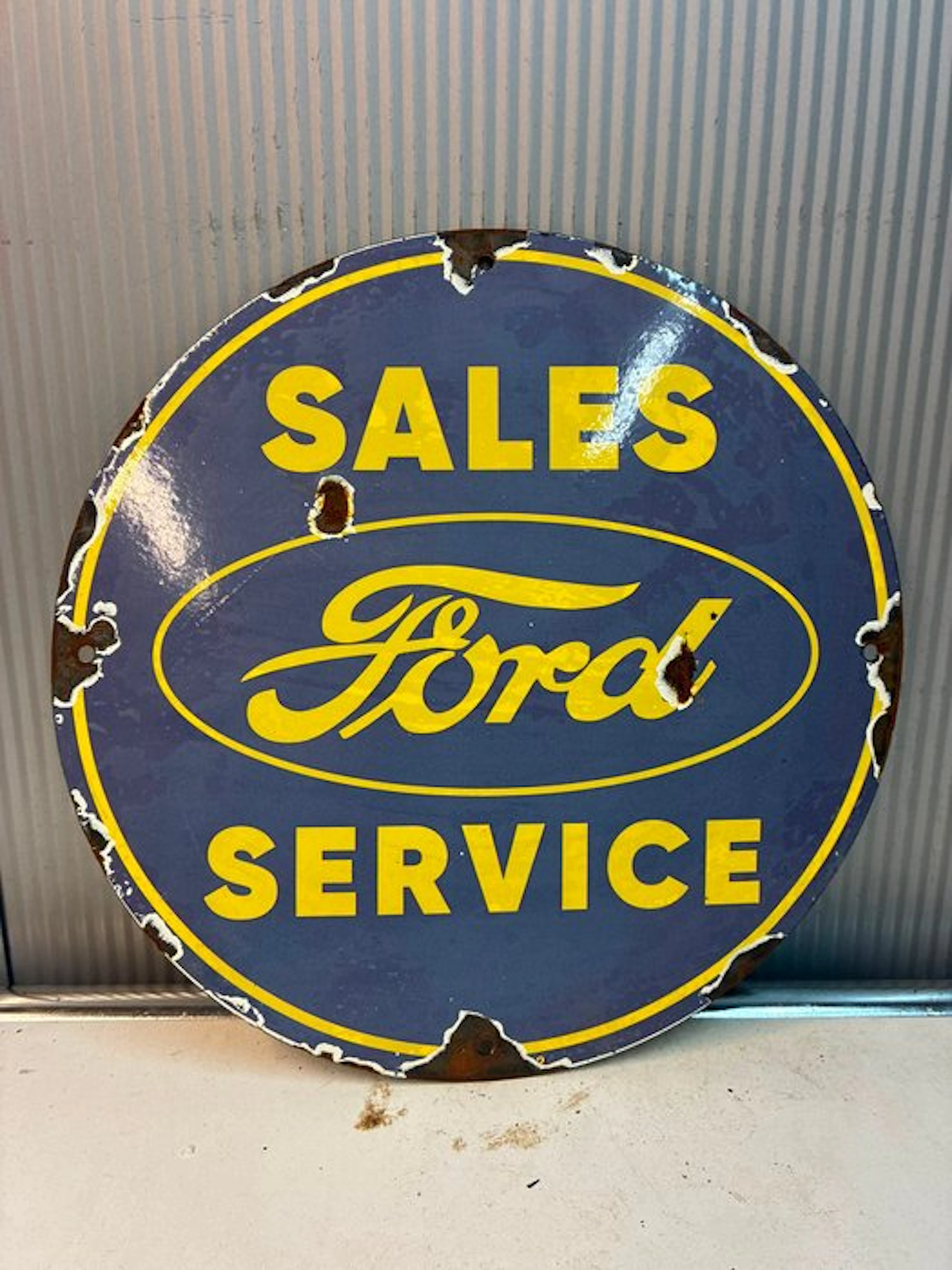Ford – Sales & Service – Rond emaille reclamebord –...