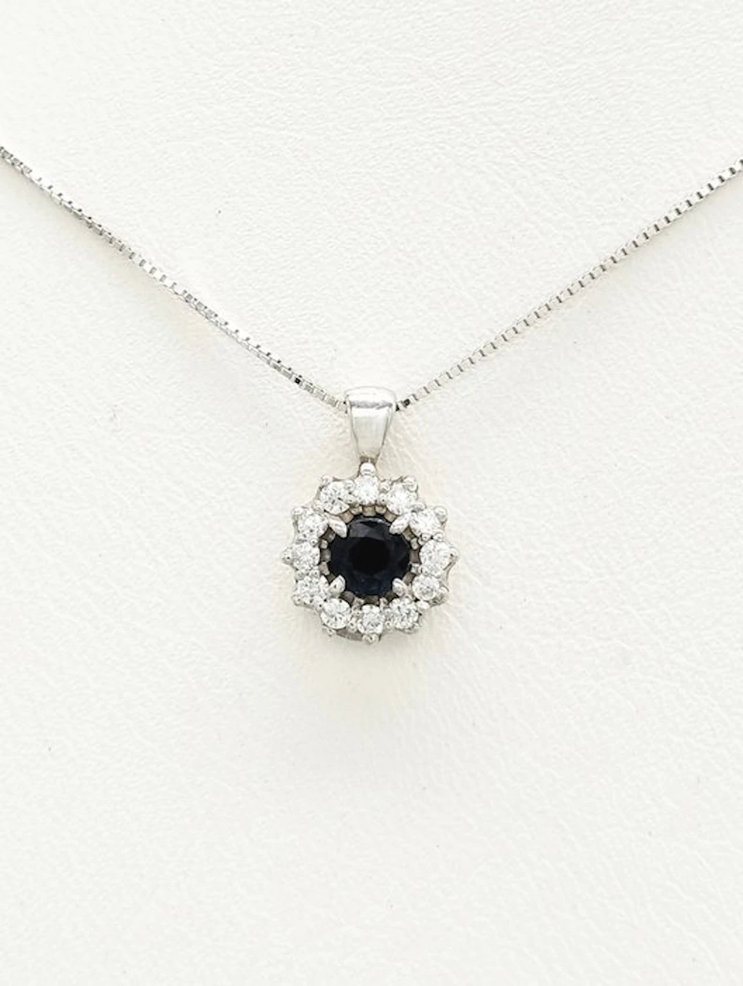 No reserve price - Necklace - 14 kt. White gold Sapphire - Diamond