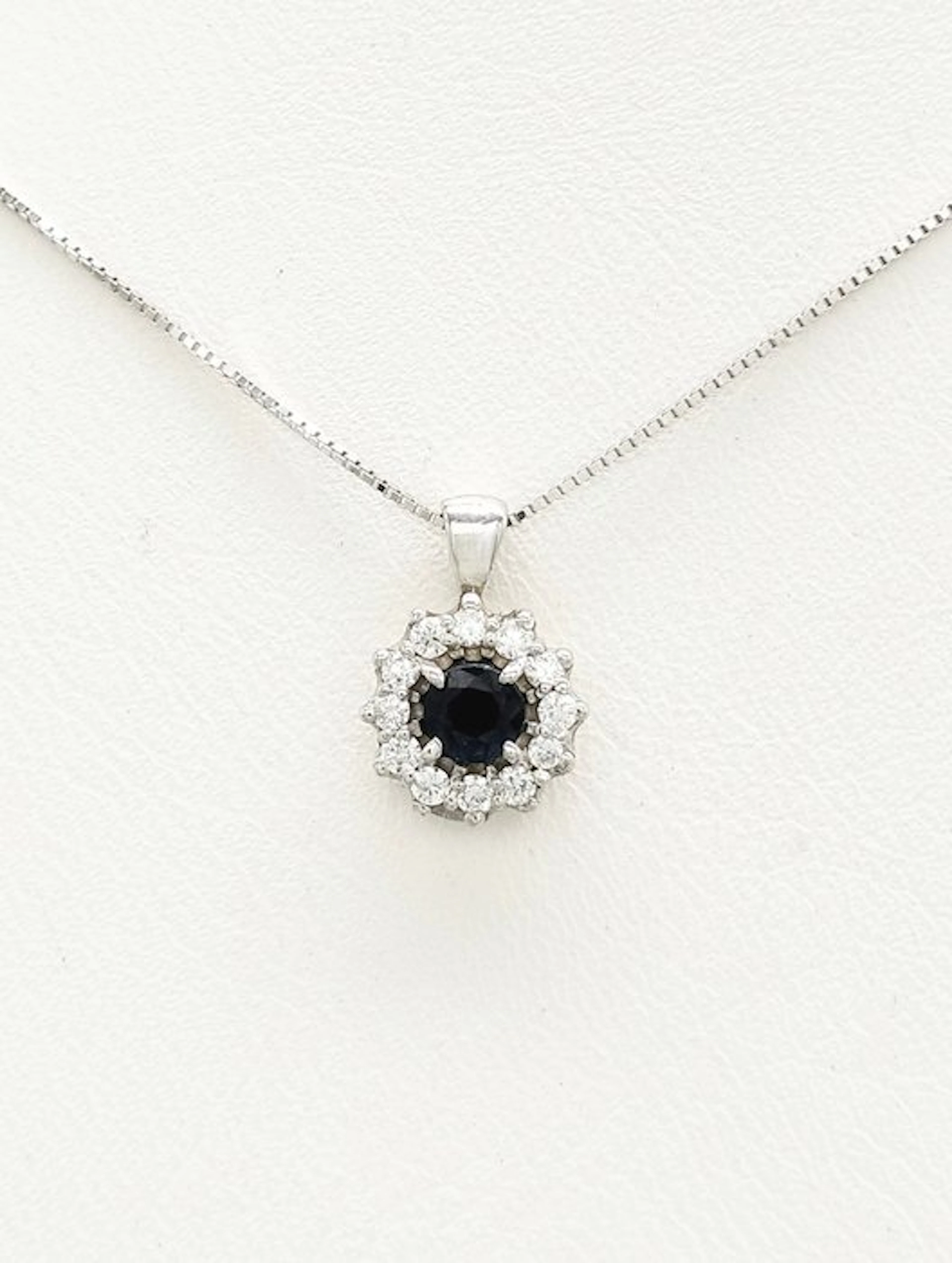 No reserve price - Necklace - 14 kt. White gold Sapphire - Diamond