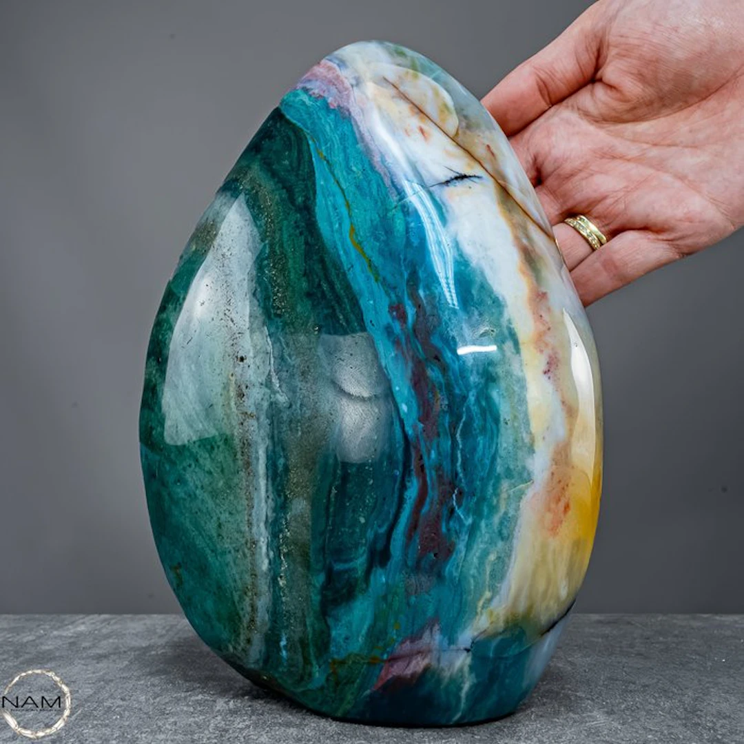 Ocean Jasper freeform – mesmerizing color play in turquoise