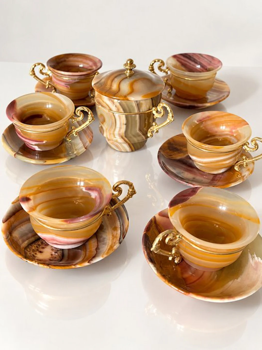 Italian Mid-Century Coffee Set – 13 Pieces – Natural...