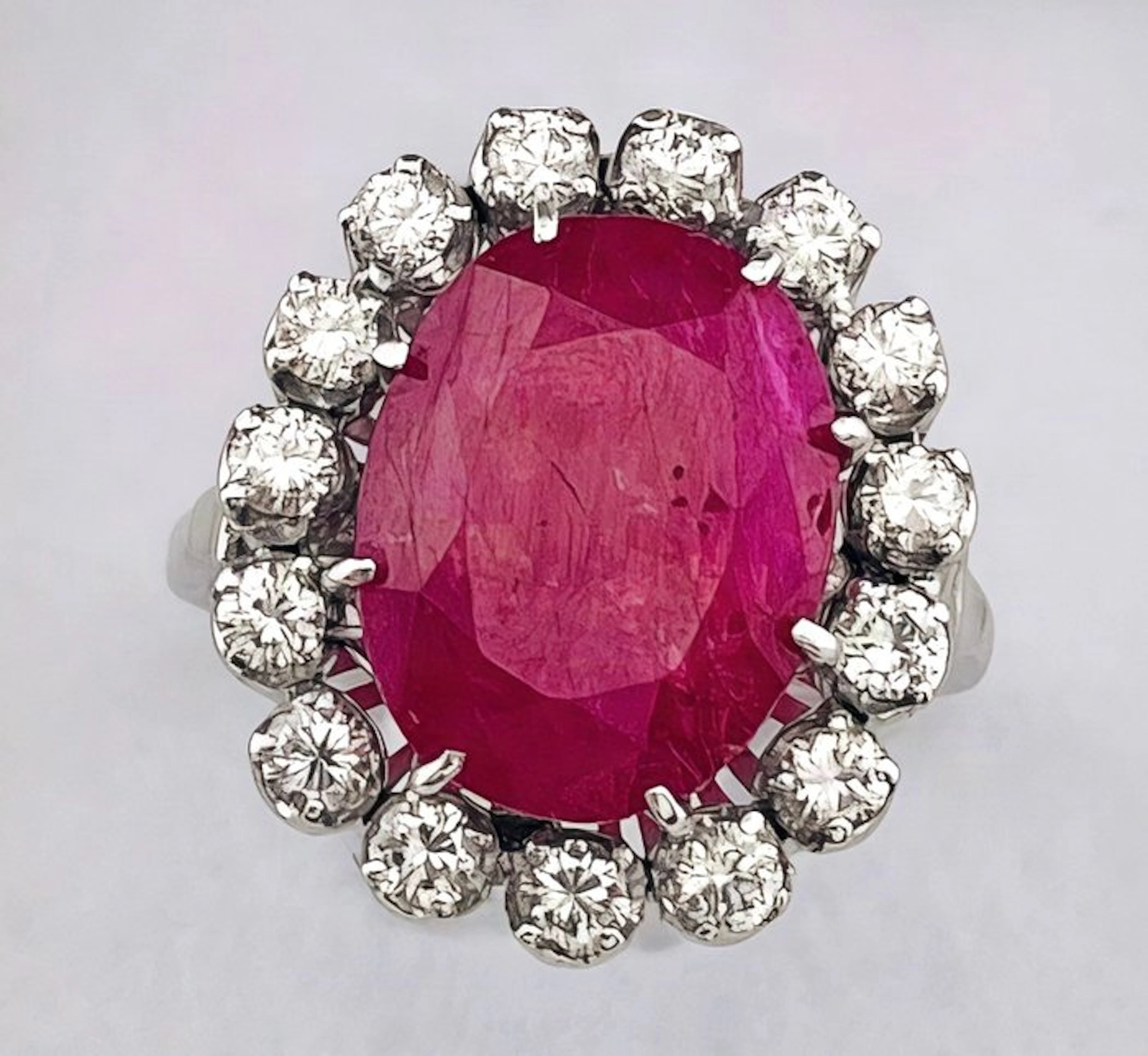 Ring - 18 kt. White gold Ruby - Diamond
