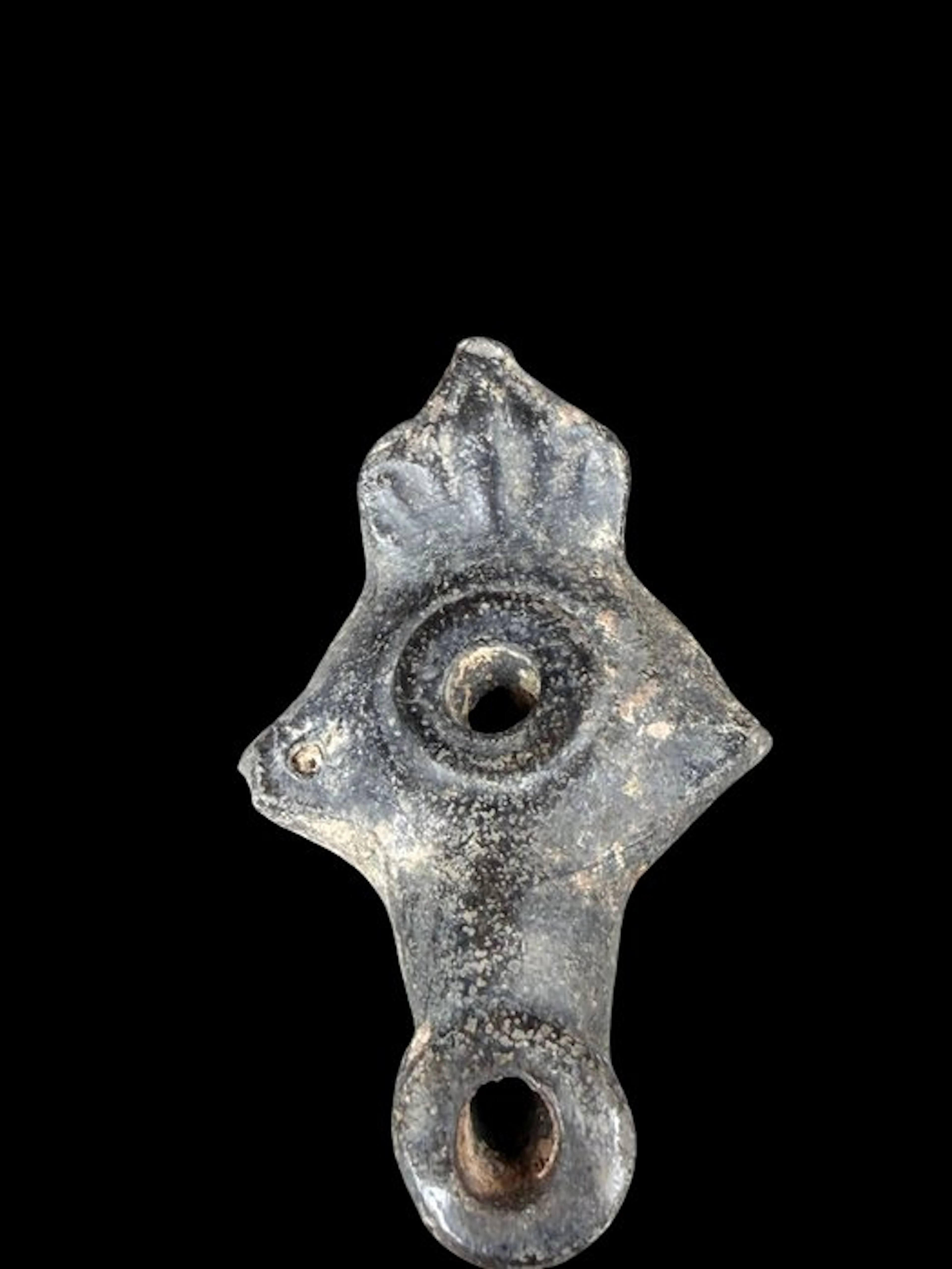 Ancient Greek Terracotta Oil Lamp. Spanish Export License. - 2 cm
