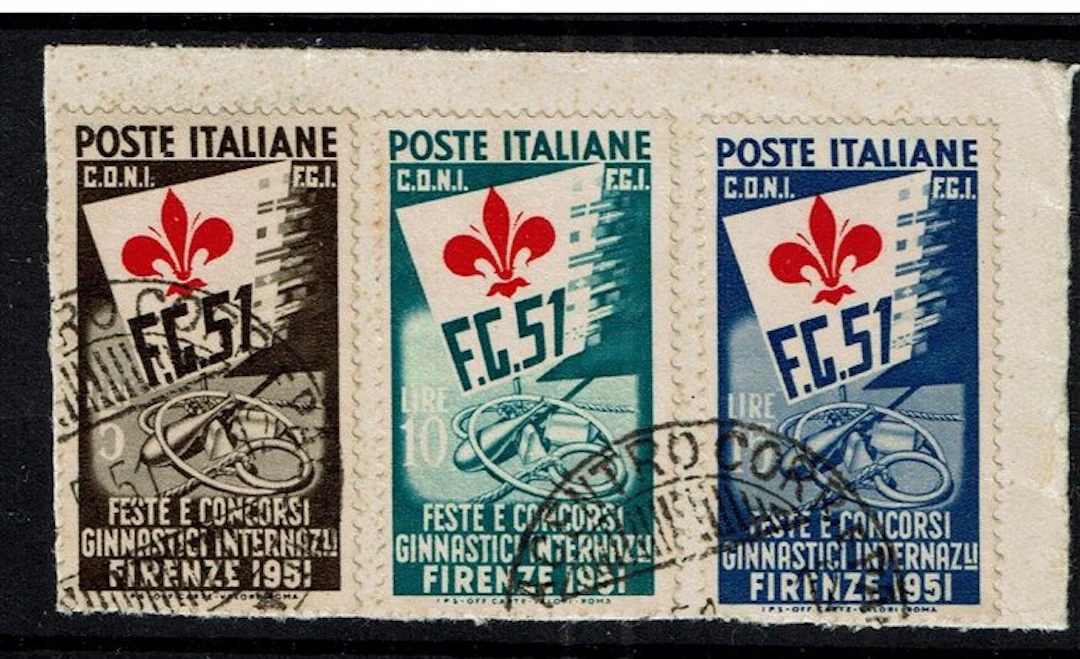 Italian Republic 1951 - Florence's Gymnastic Festivals and Contests on Fragment