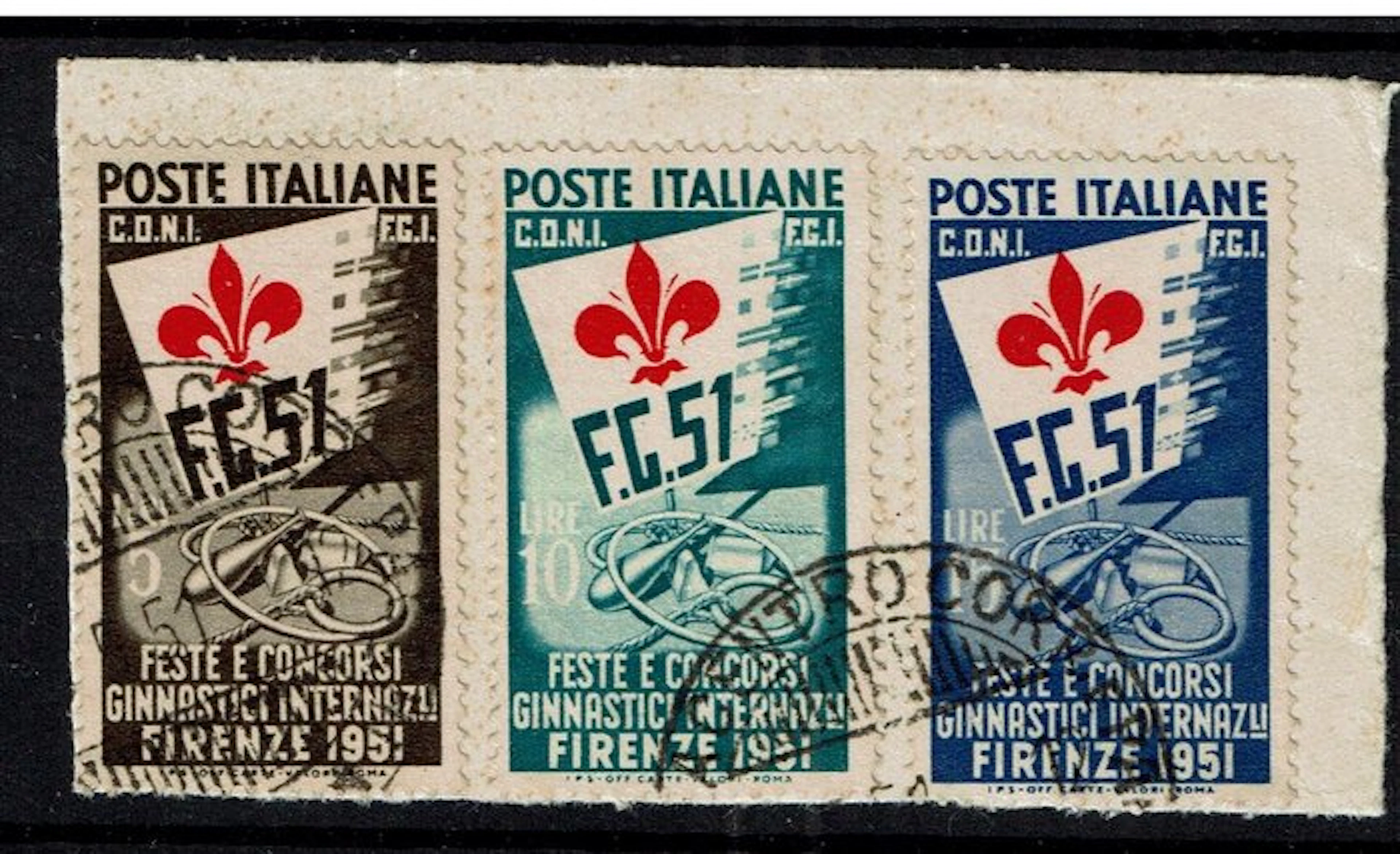 Italian Republic 1951 - Florence's Gymnastic Festivals and Contests on Fragment
