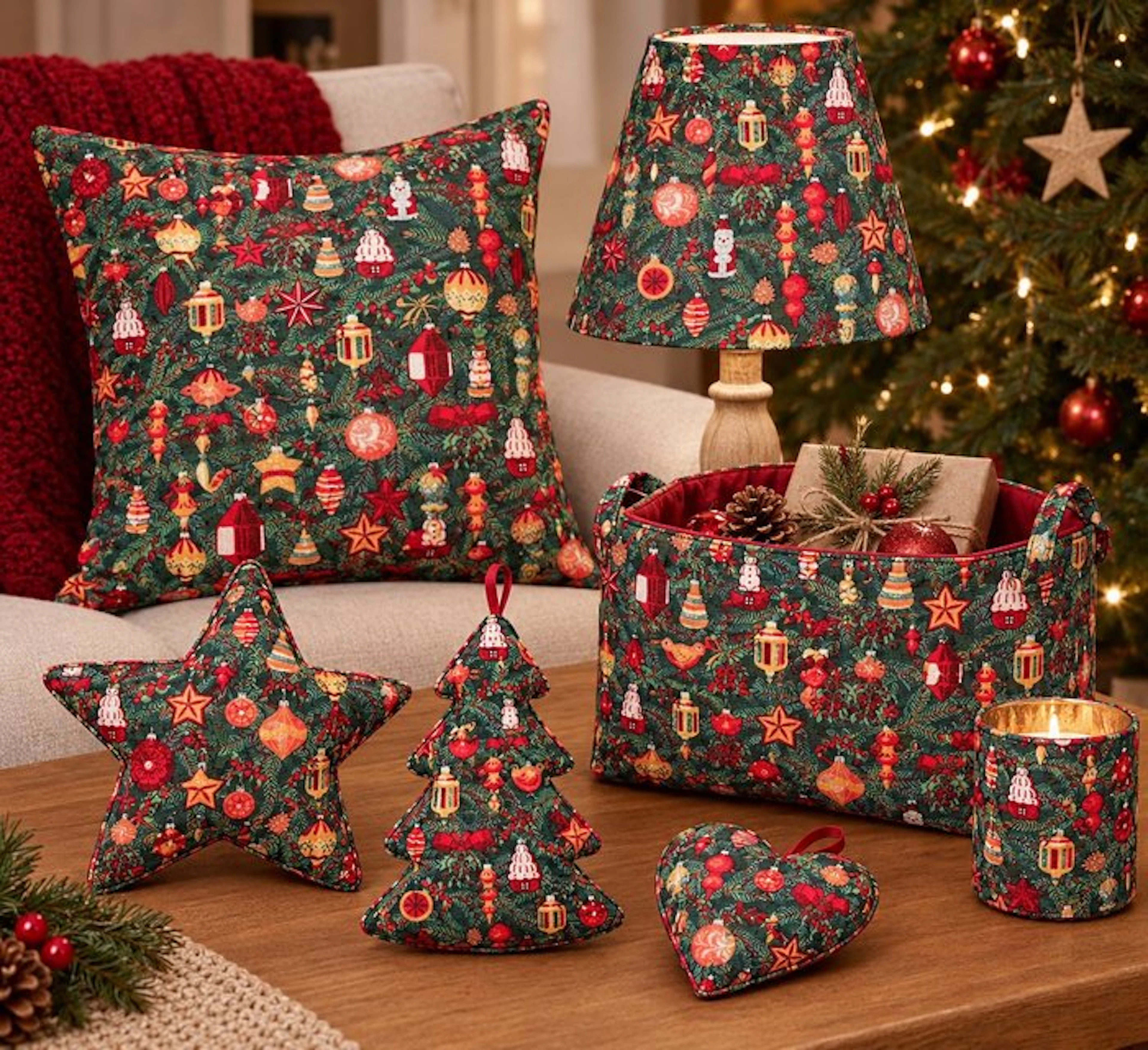 Christmas décor fabric - Christmas tree effect with...