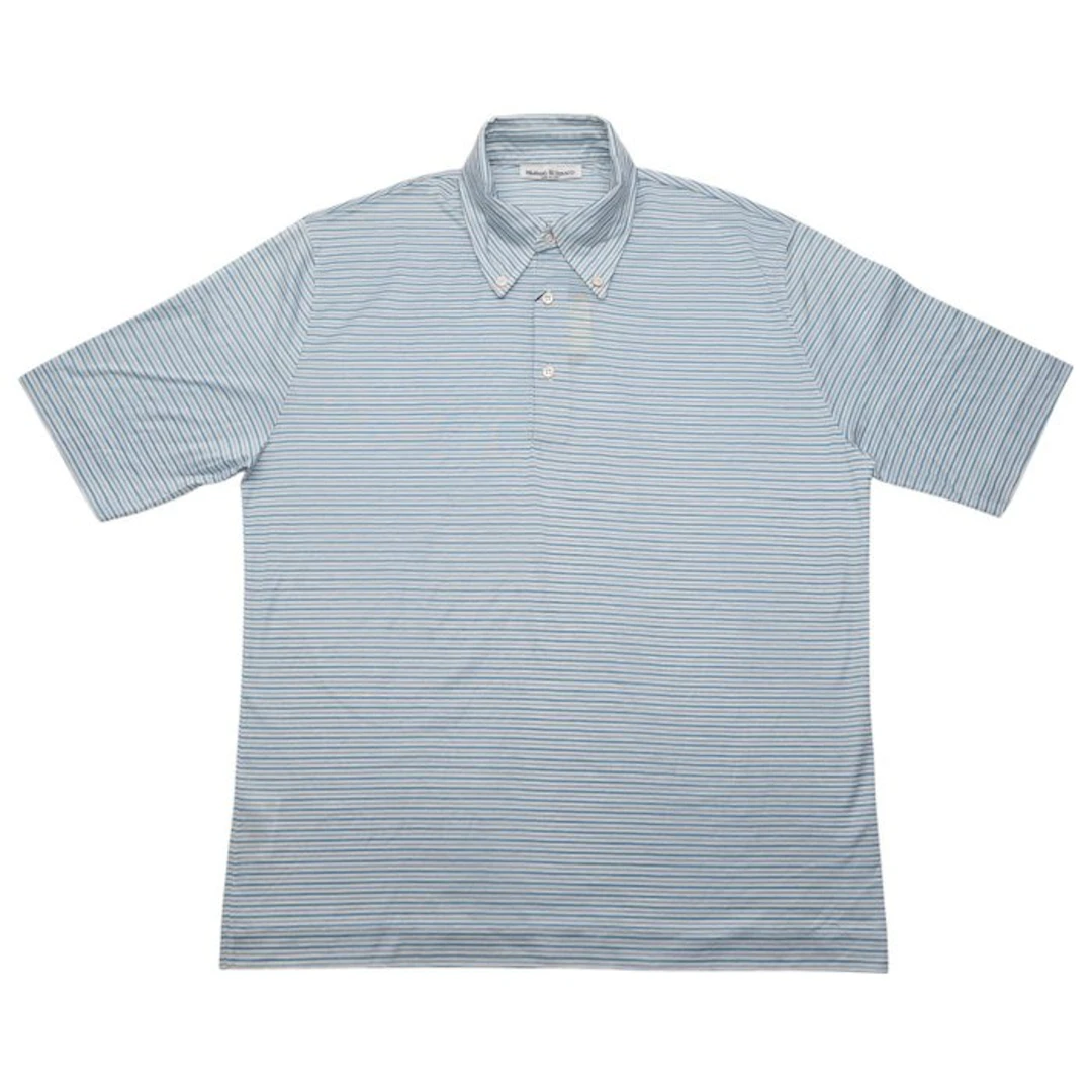 RUBINACCI NAPOLI - 50 IT - Blue Striped Button-Down Polo...