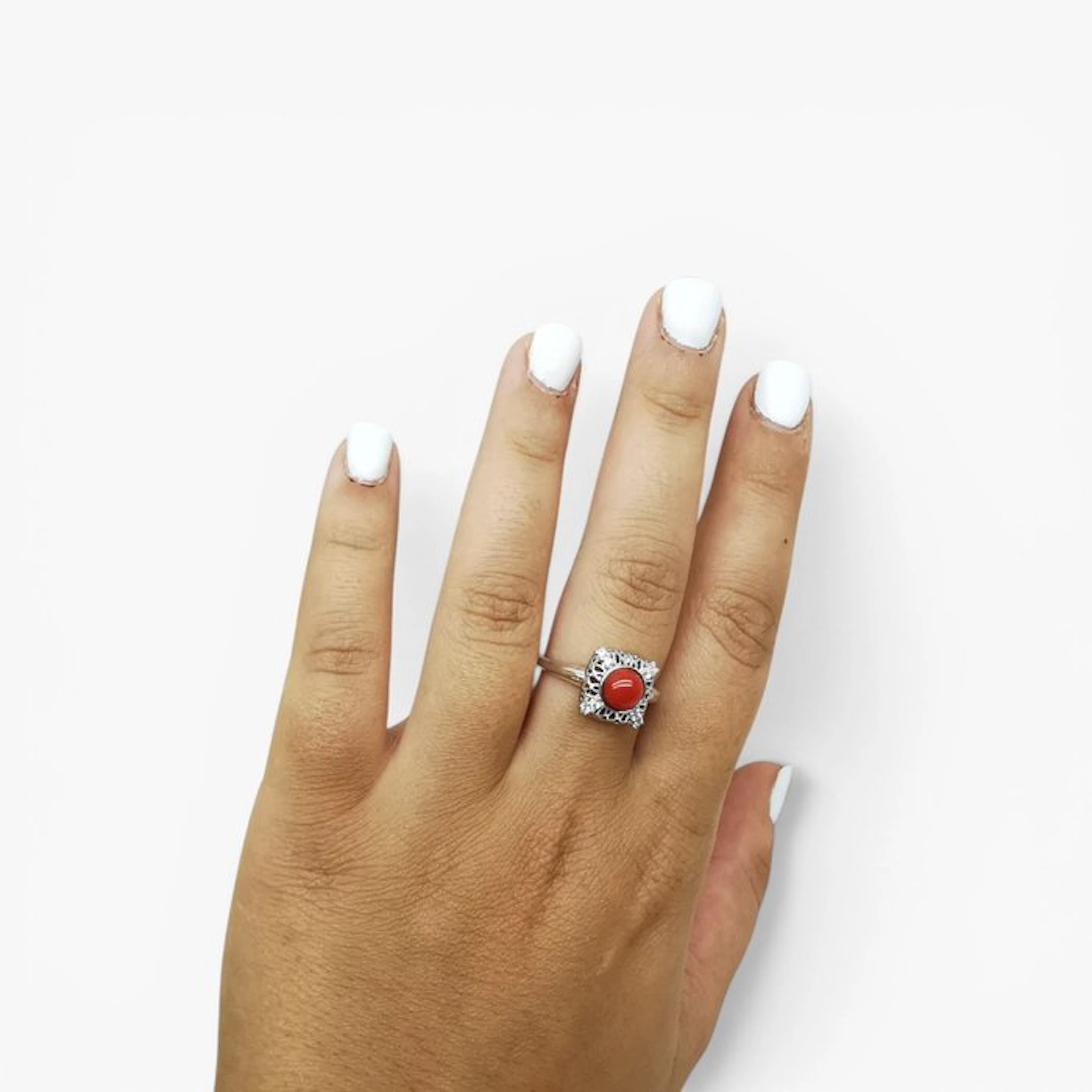 Coral - Sterling Silver 925 - Ring