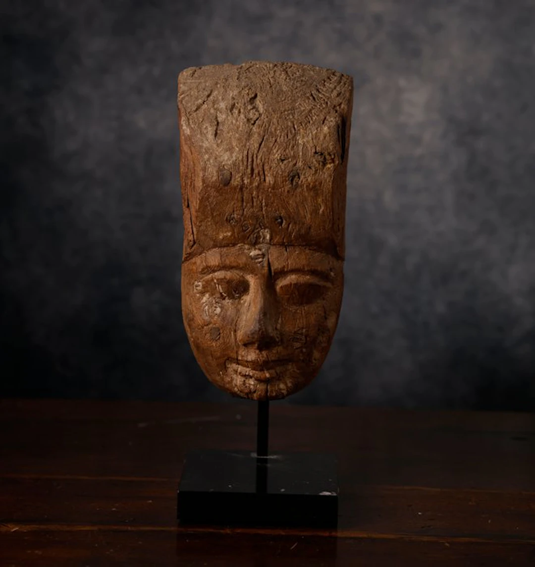 Ancient Egypt, funerary wooden mask - 24 cm