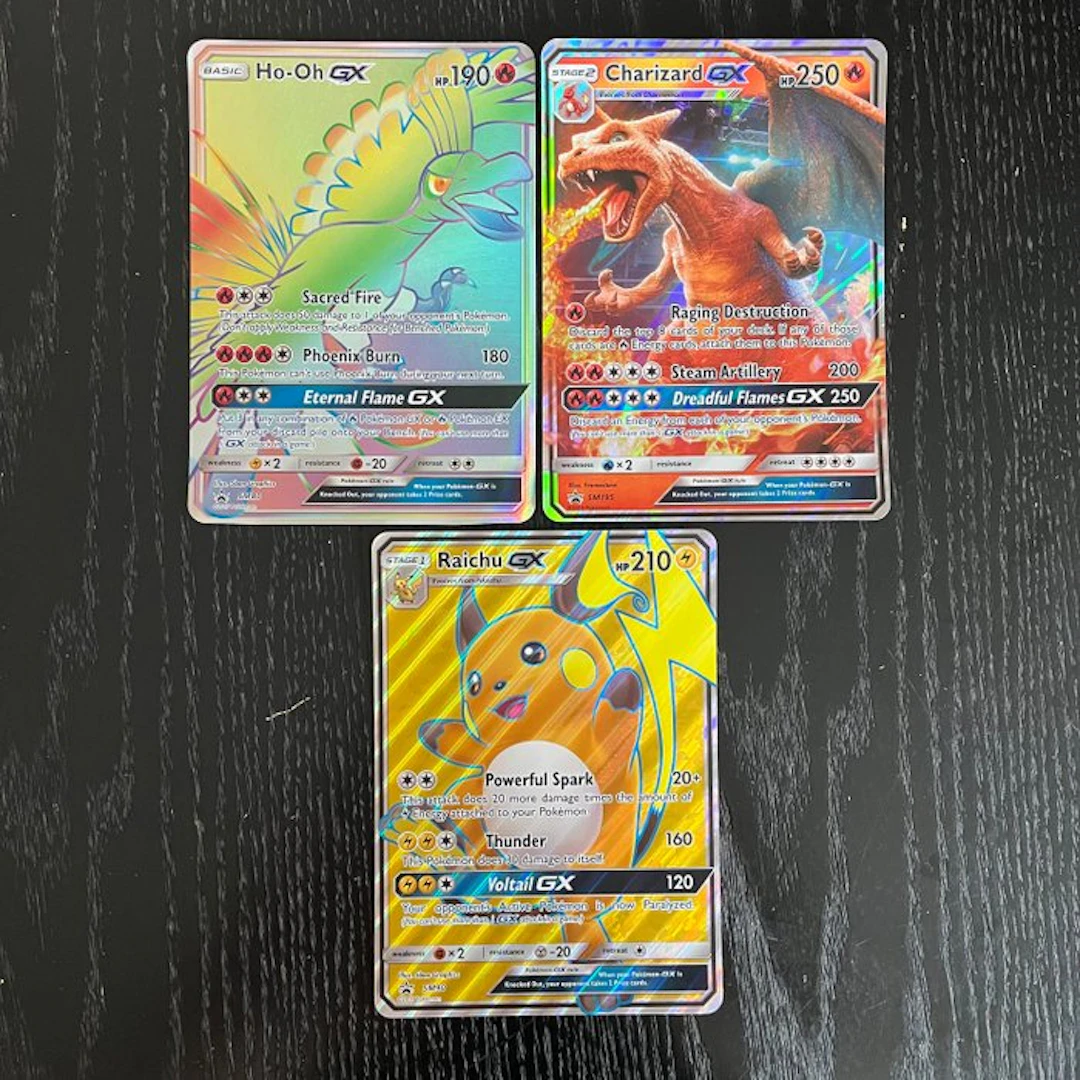 Card - HO-OH GX, CHARIZARD GX AND RAICHU GX