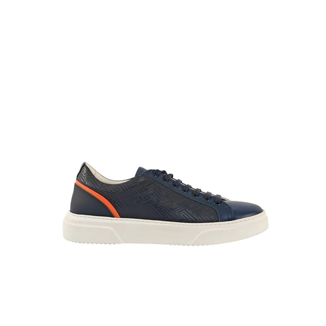 TESTONI - 8 UK - 42 IT - Sneaker Weaving Calf Navy Blue...