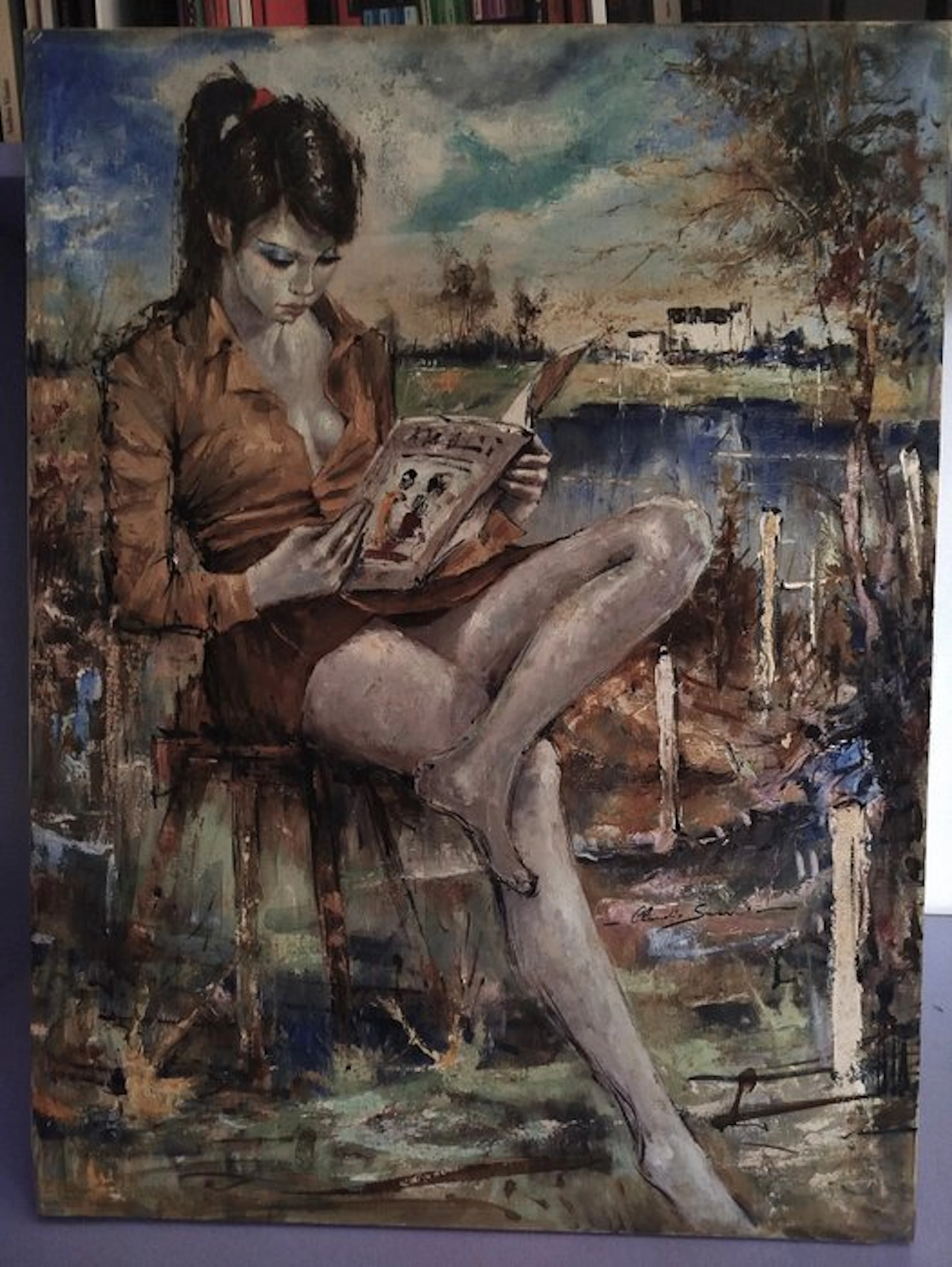 Claudio Secchi (1920-?) - Lettura all'aperto