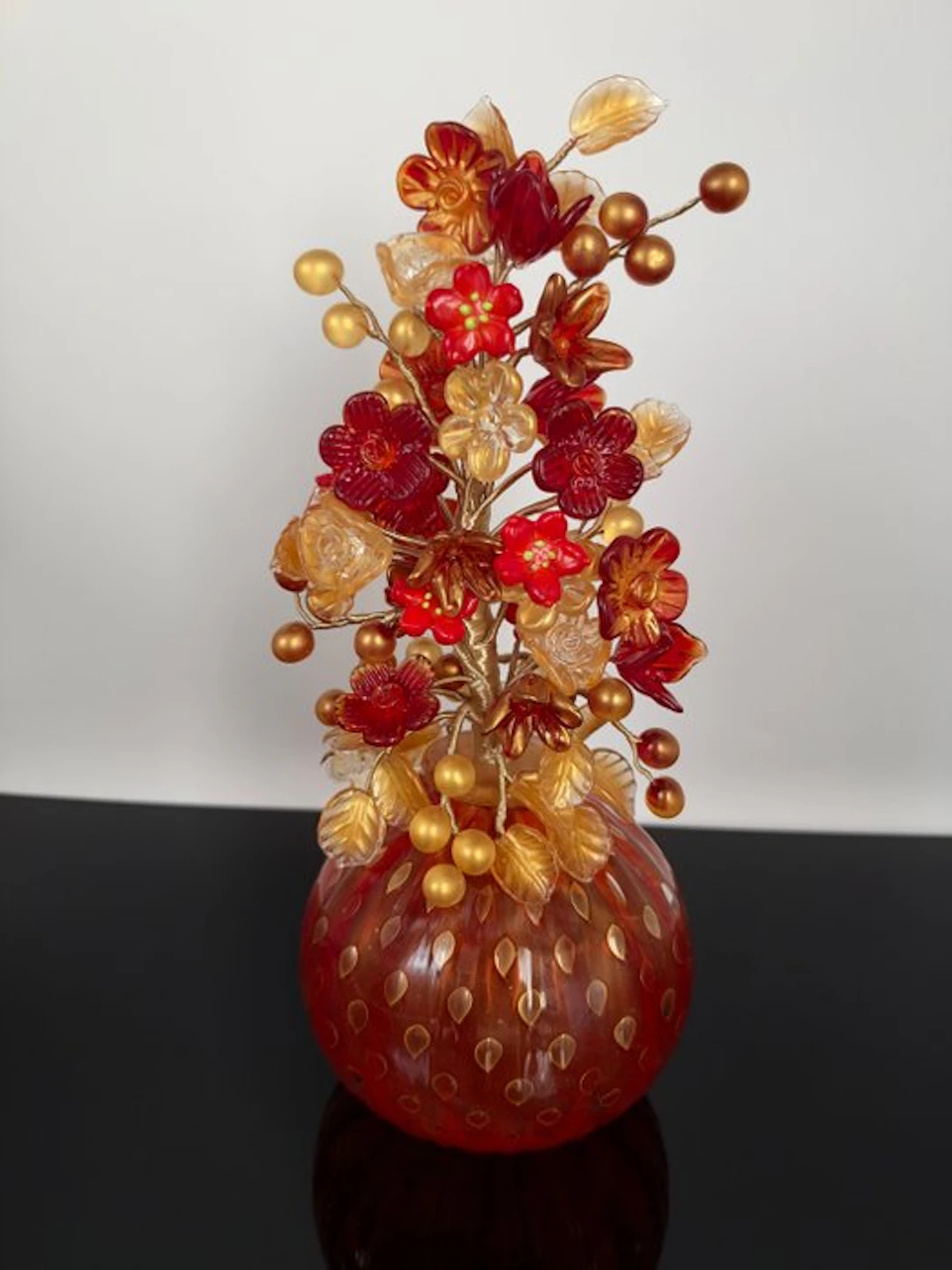 Murano Glass - Vase (2) - Vase with a bouquet of flowers - Murano glass