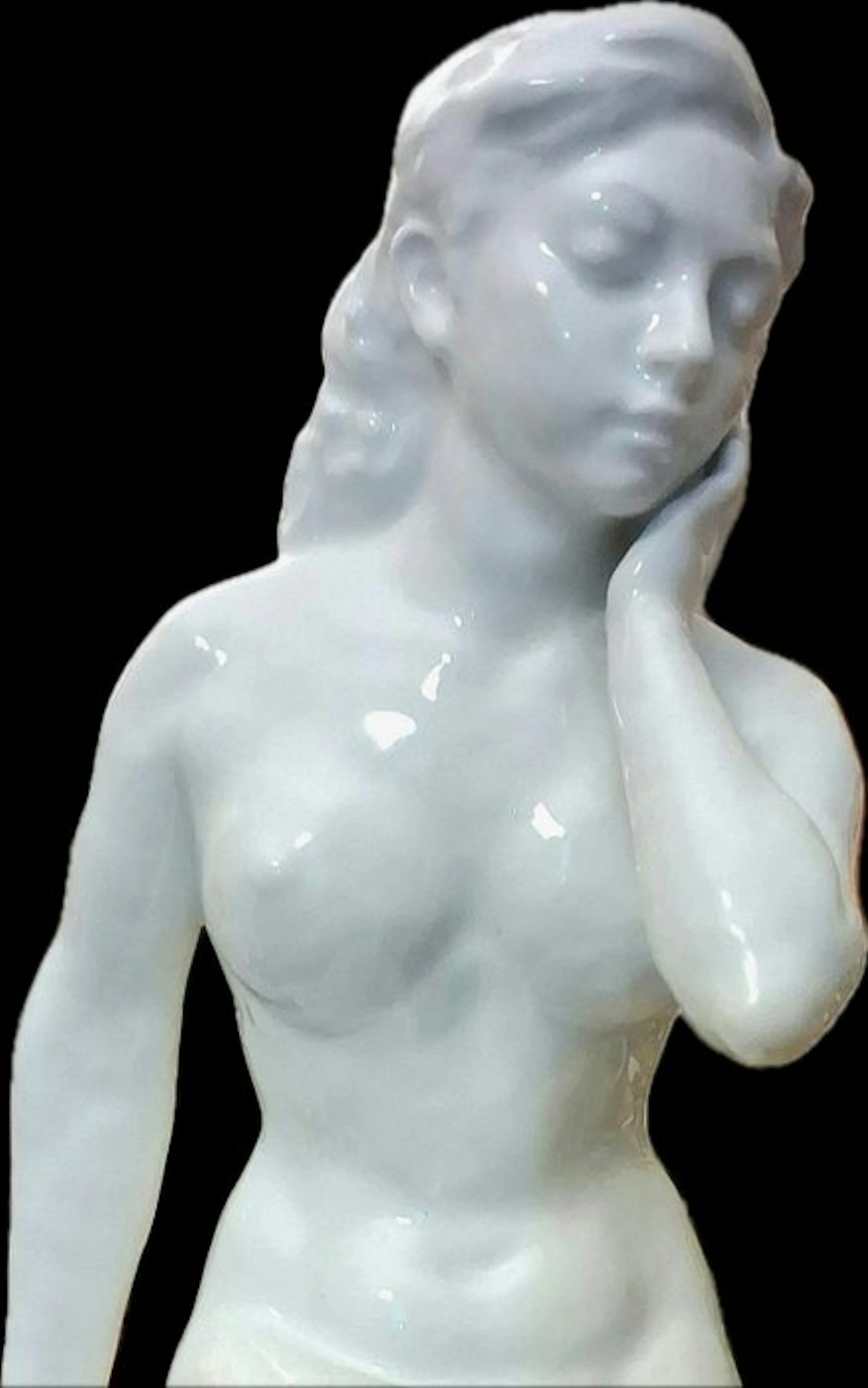 Statue, Porcellana nudo di donna seduta - 30 cm - Porcelain