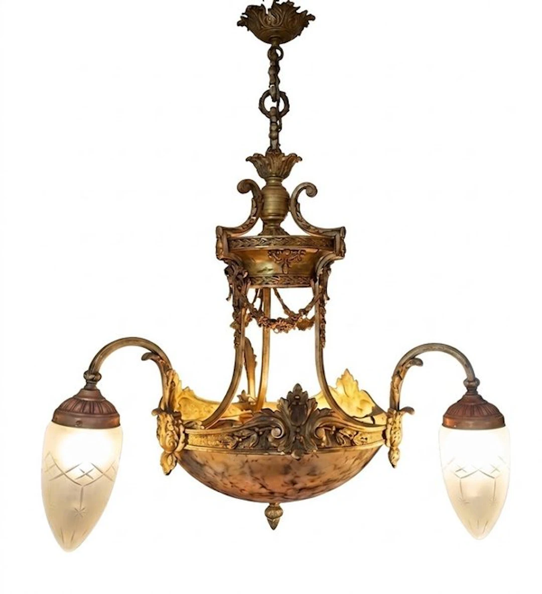 Chandelier - Bronze, Alabaster, Glass - Napoléon III style