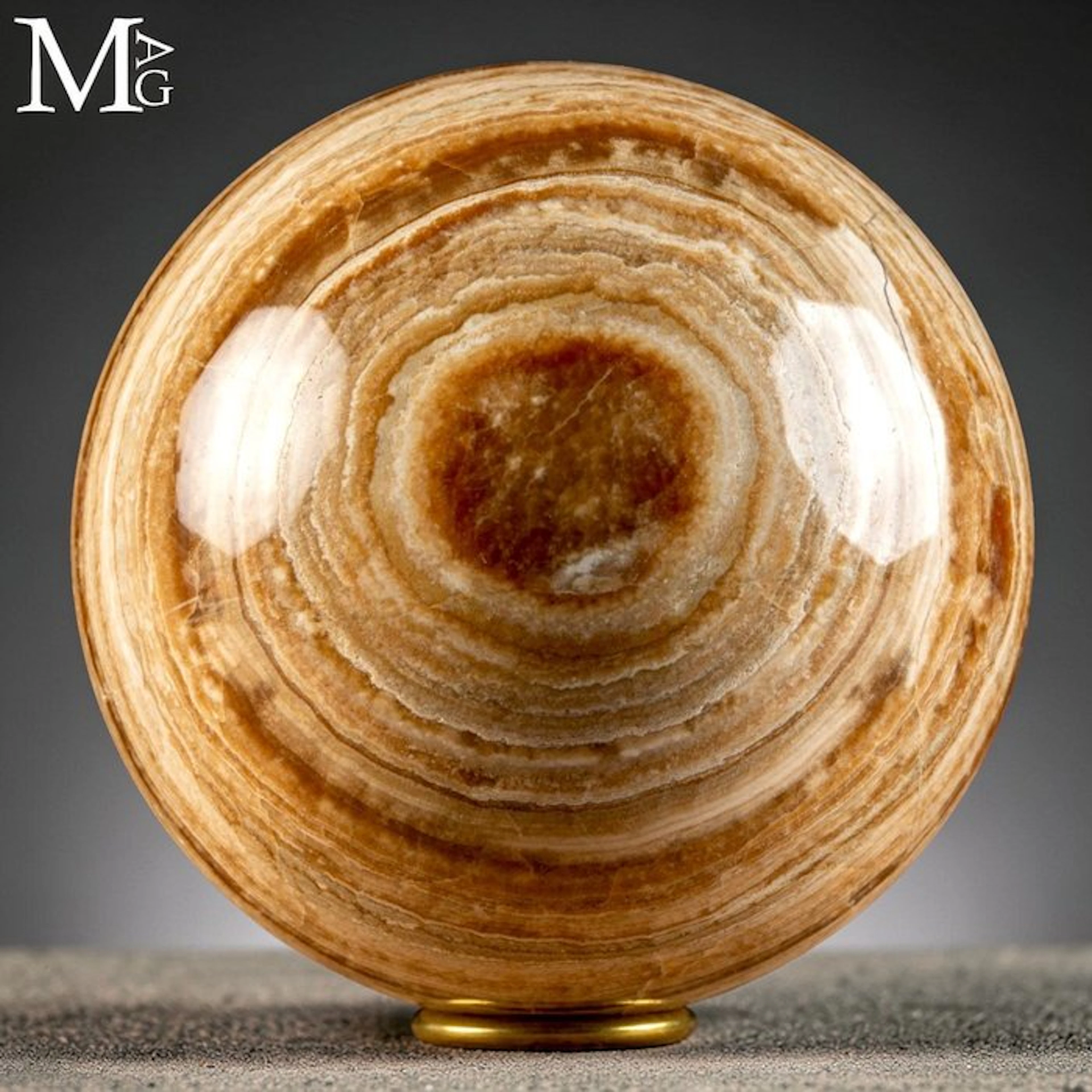 Polycrome Onyx (Travertine) Sphere - Perfectly polished...