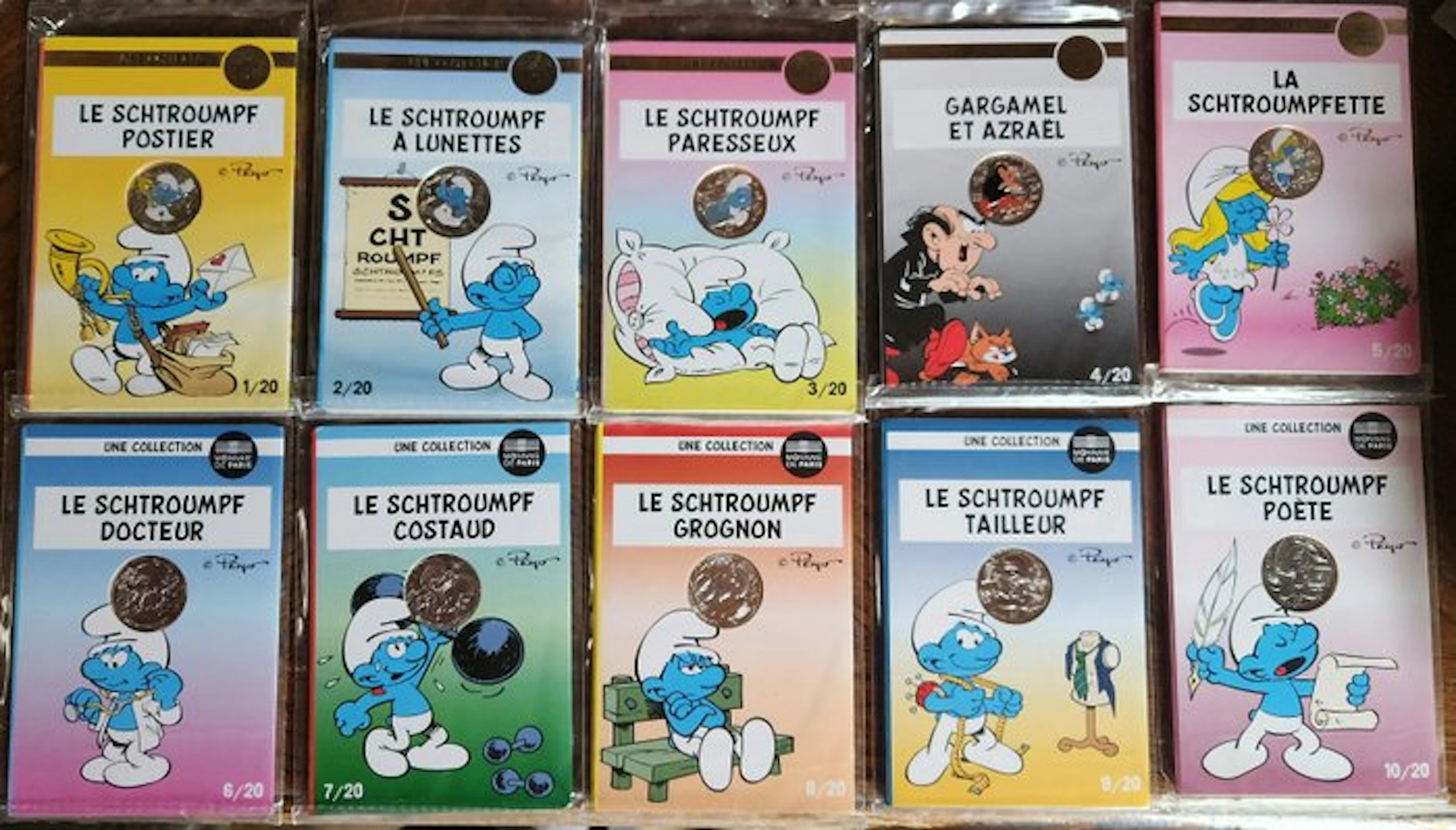 France. 10 Euro 2020 "Schtroumpf" (10 monete) (No reserve price)