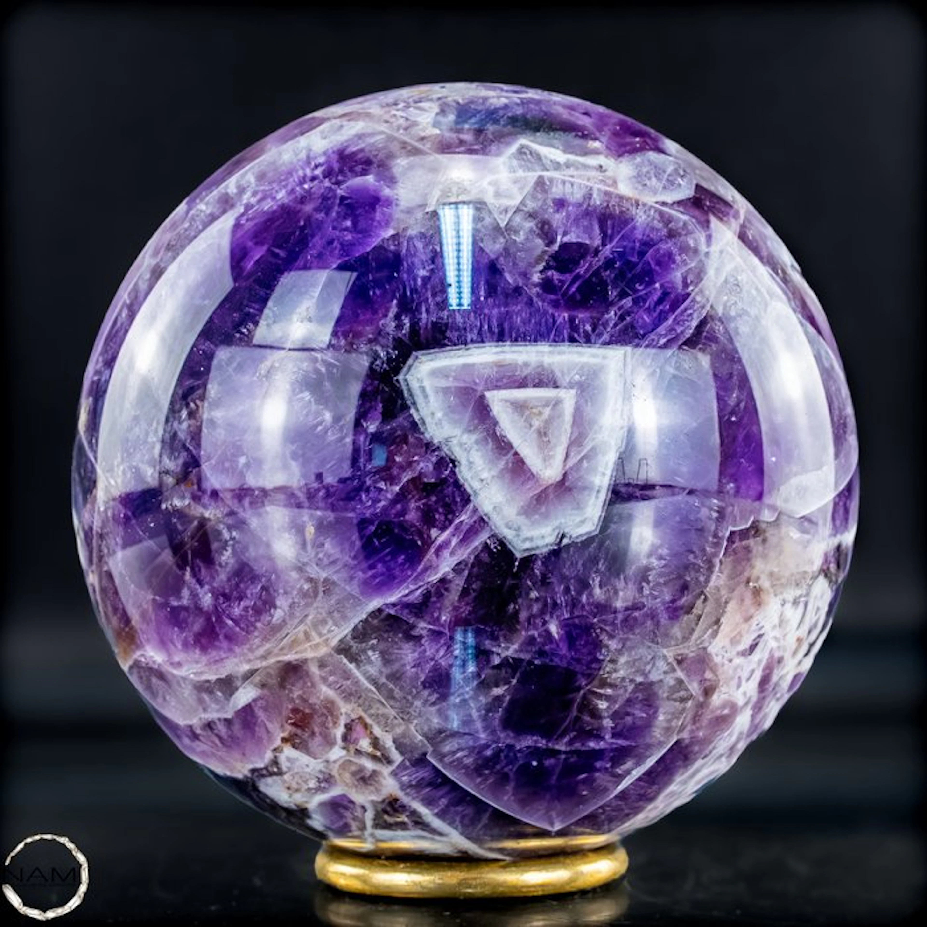 Natural Chevron Amethyst Sphere – bold purple drawing...