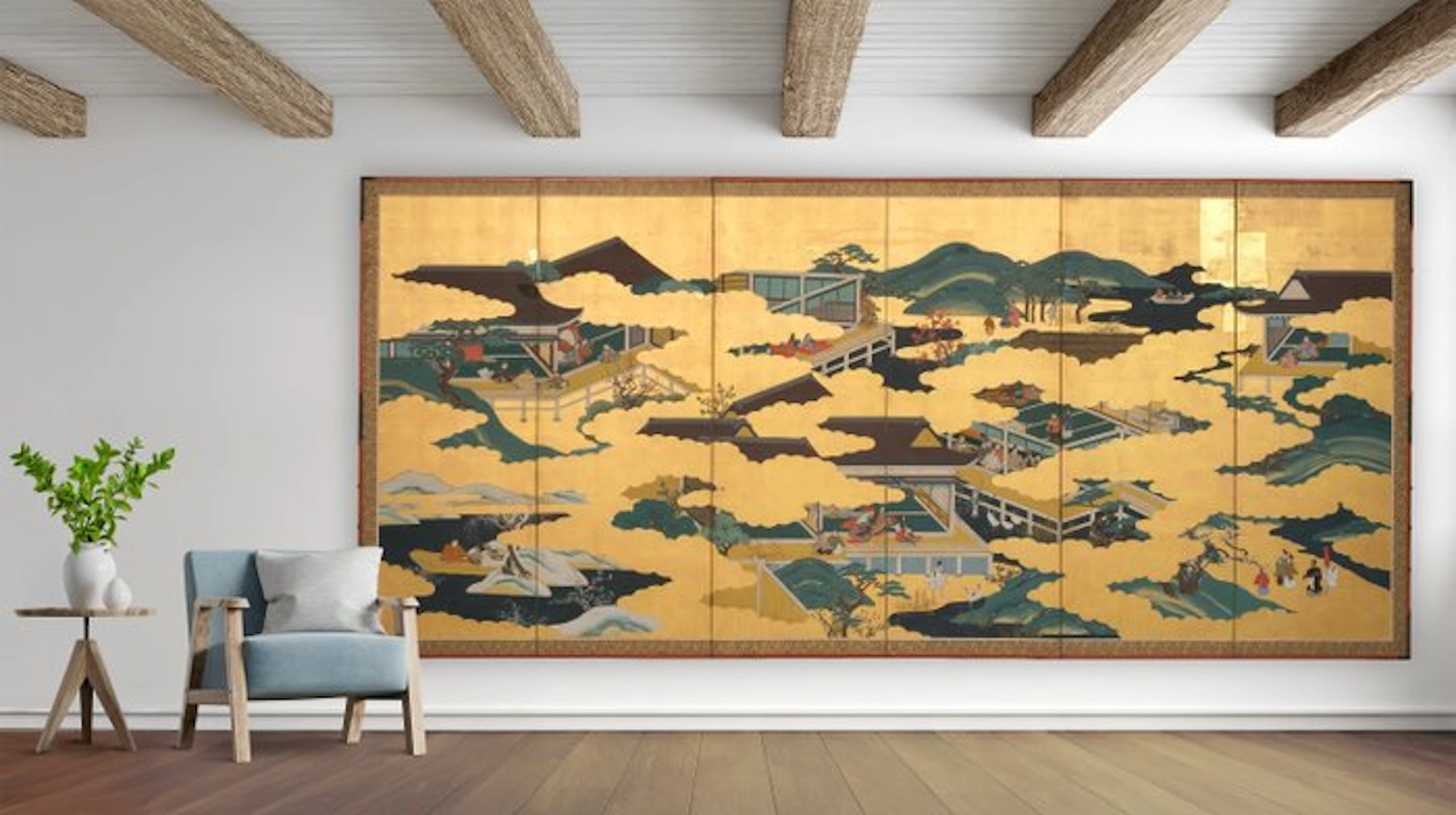 Byôbu 屏風 (folding screen) - Silk