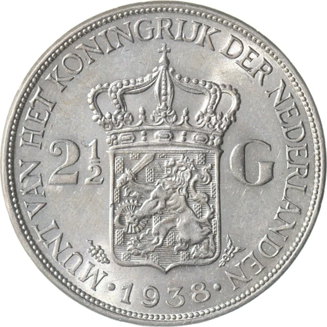 Netherlands. Wilhelmina. 2 1/2 Gulden 1938 KWALITEIT (No reserve price)
