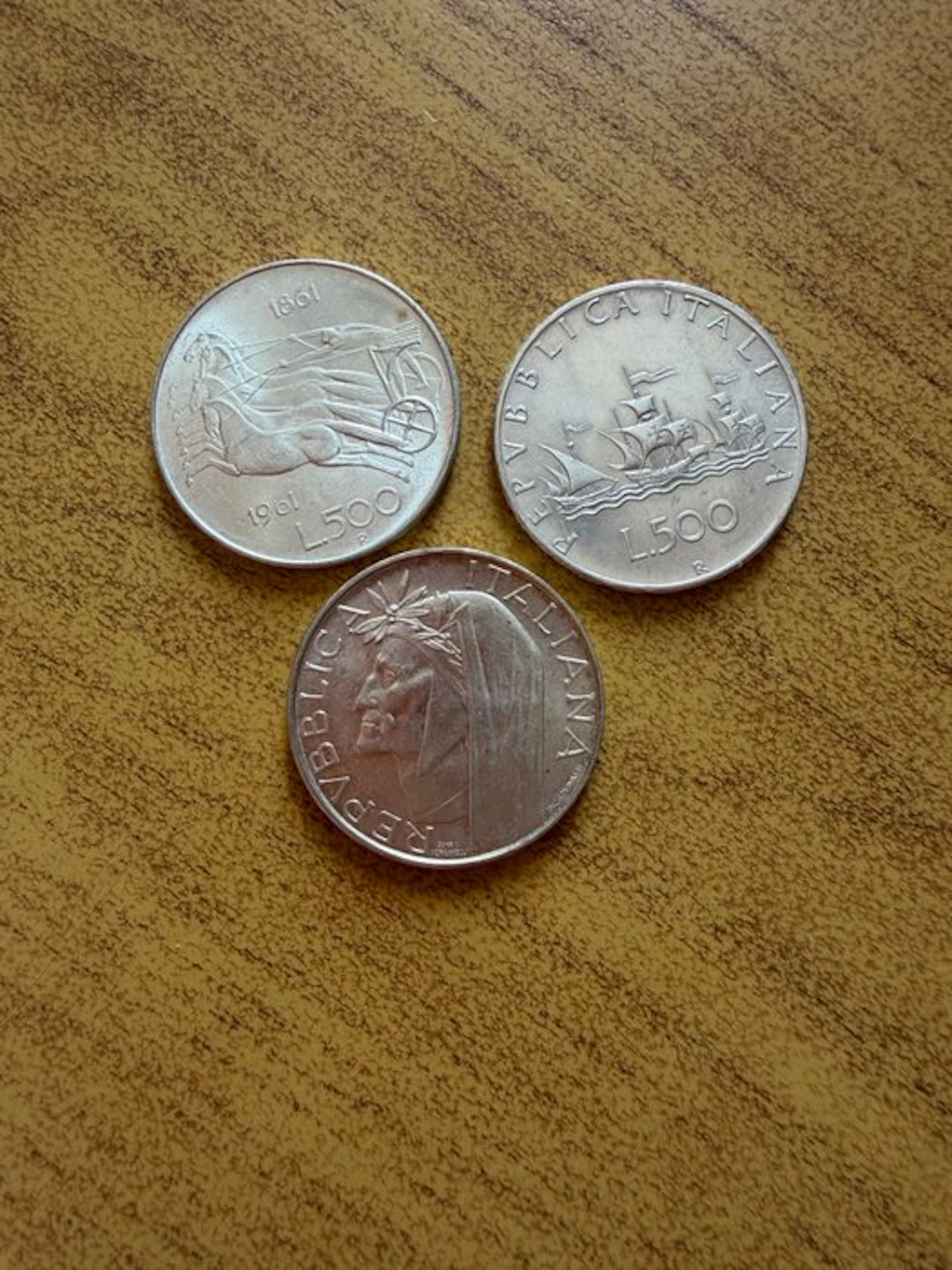 Italy, Republic 500 Lire Caravelle / Dante / Centenario...