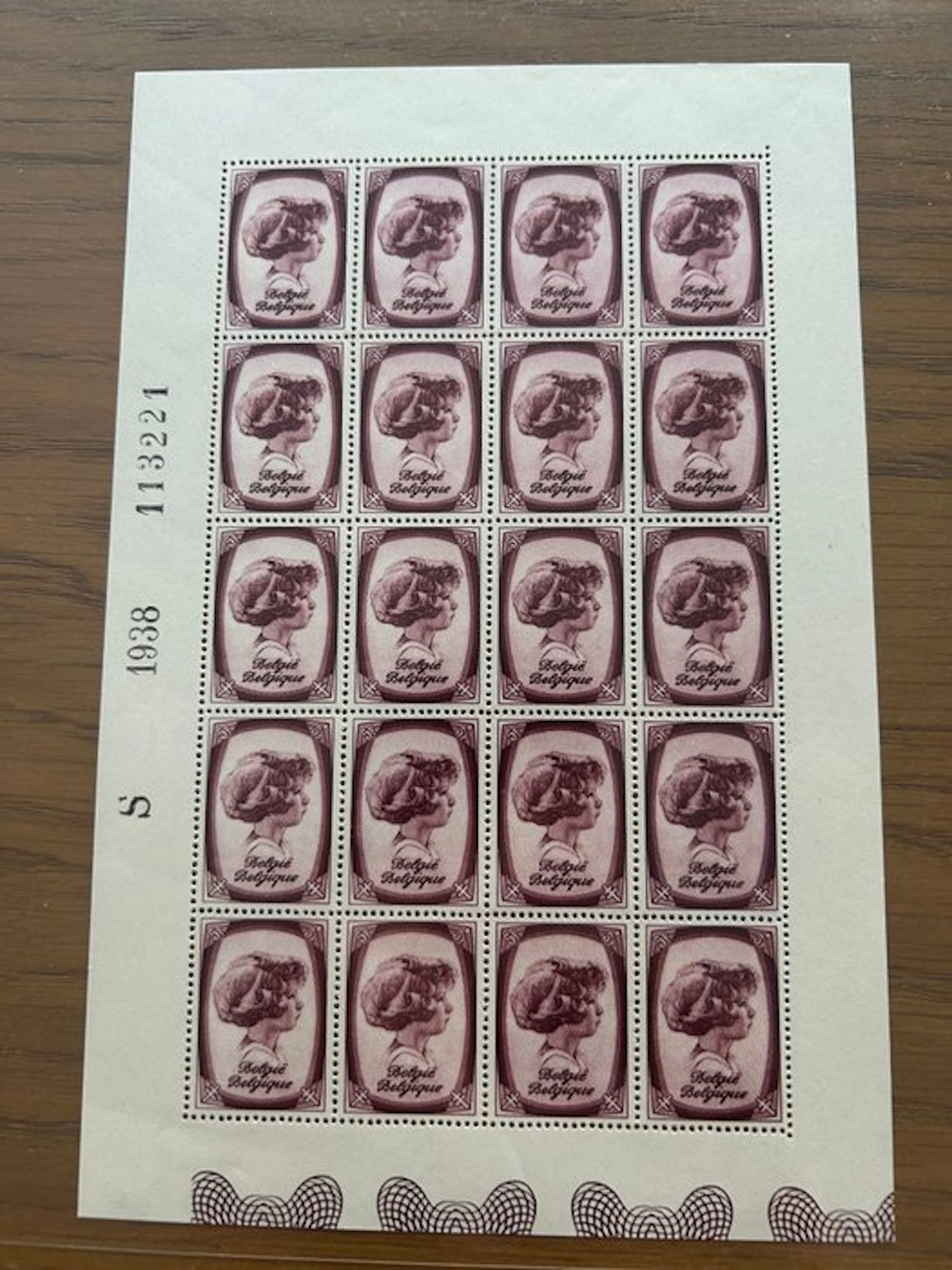 Belgium 1938 - Prince Albert: small sheet of 20 with...