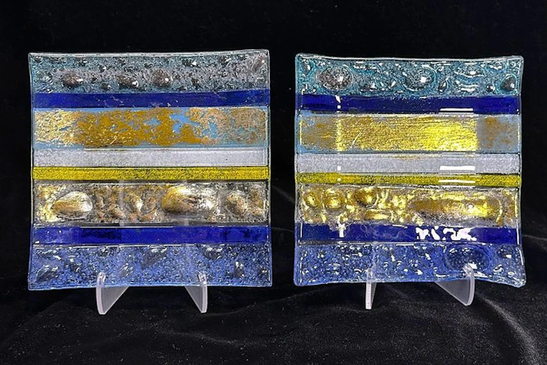 Coppia di Piatti / Svuota Tasche – 15x15 cm - Italia Anni...