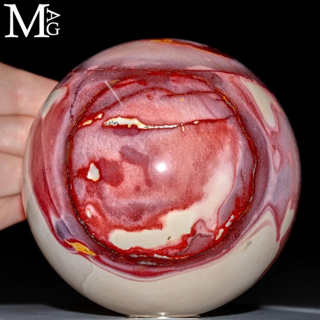 Mookaite Jasper Sphere from Western Australia - Vibrant spectrum of earthy reds