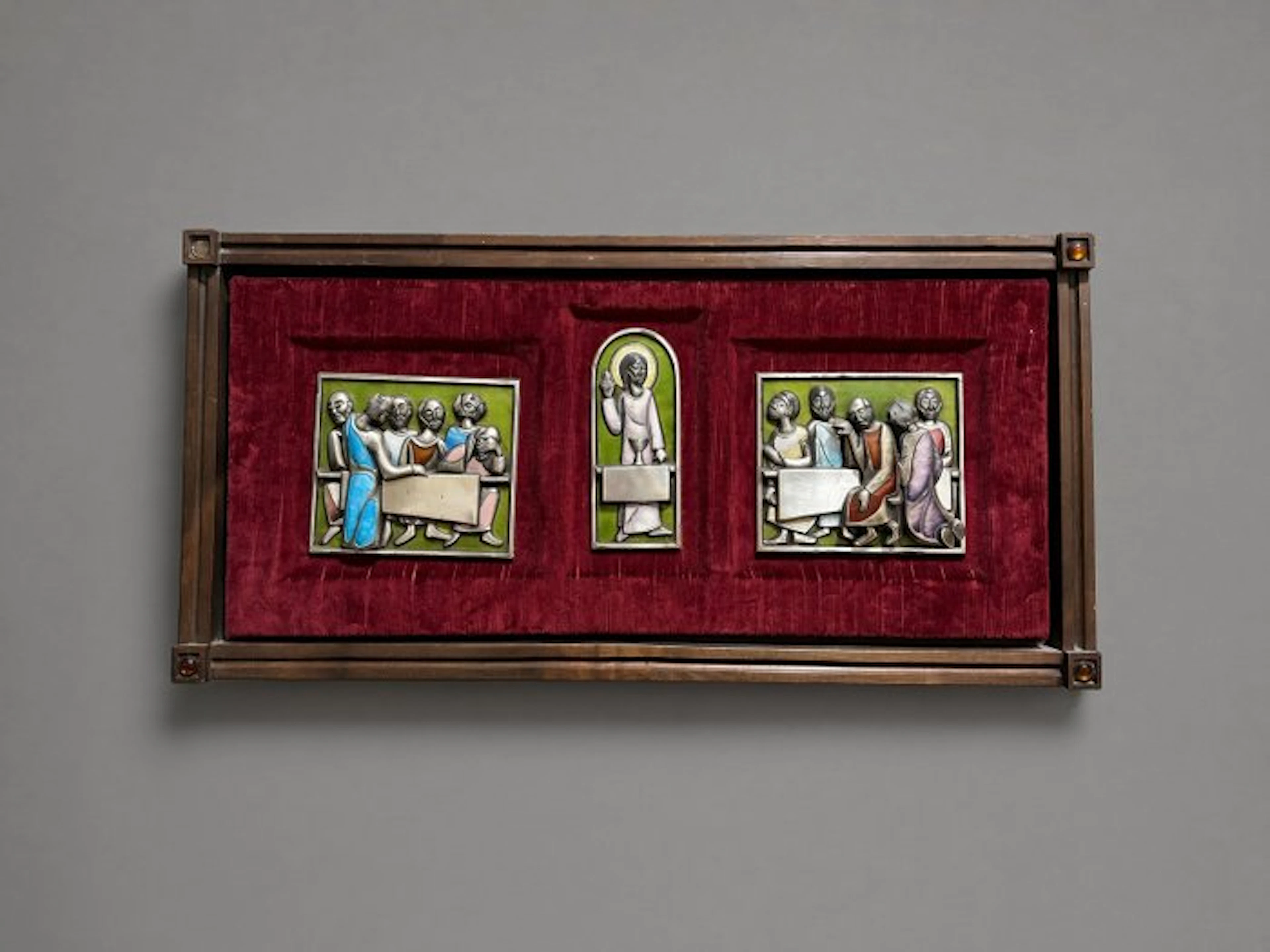 Catalan School - Religious triptych - The Last Supper - XL - 60 cm - Metal