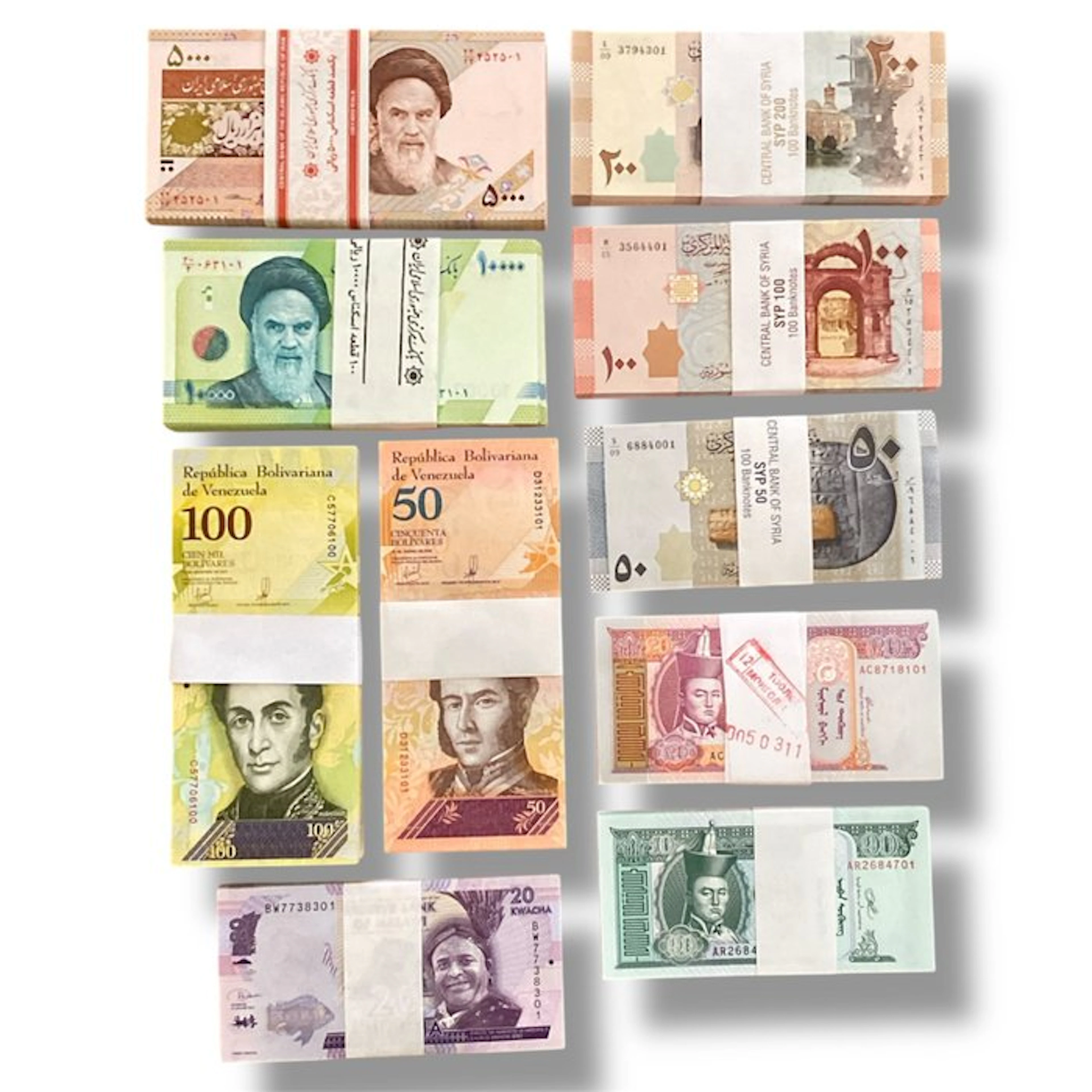 World. - 10 Bundles / 1000 banknotes - Various Dates (No reserve price)