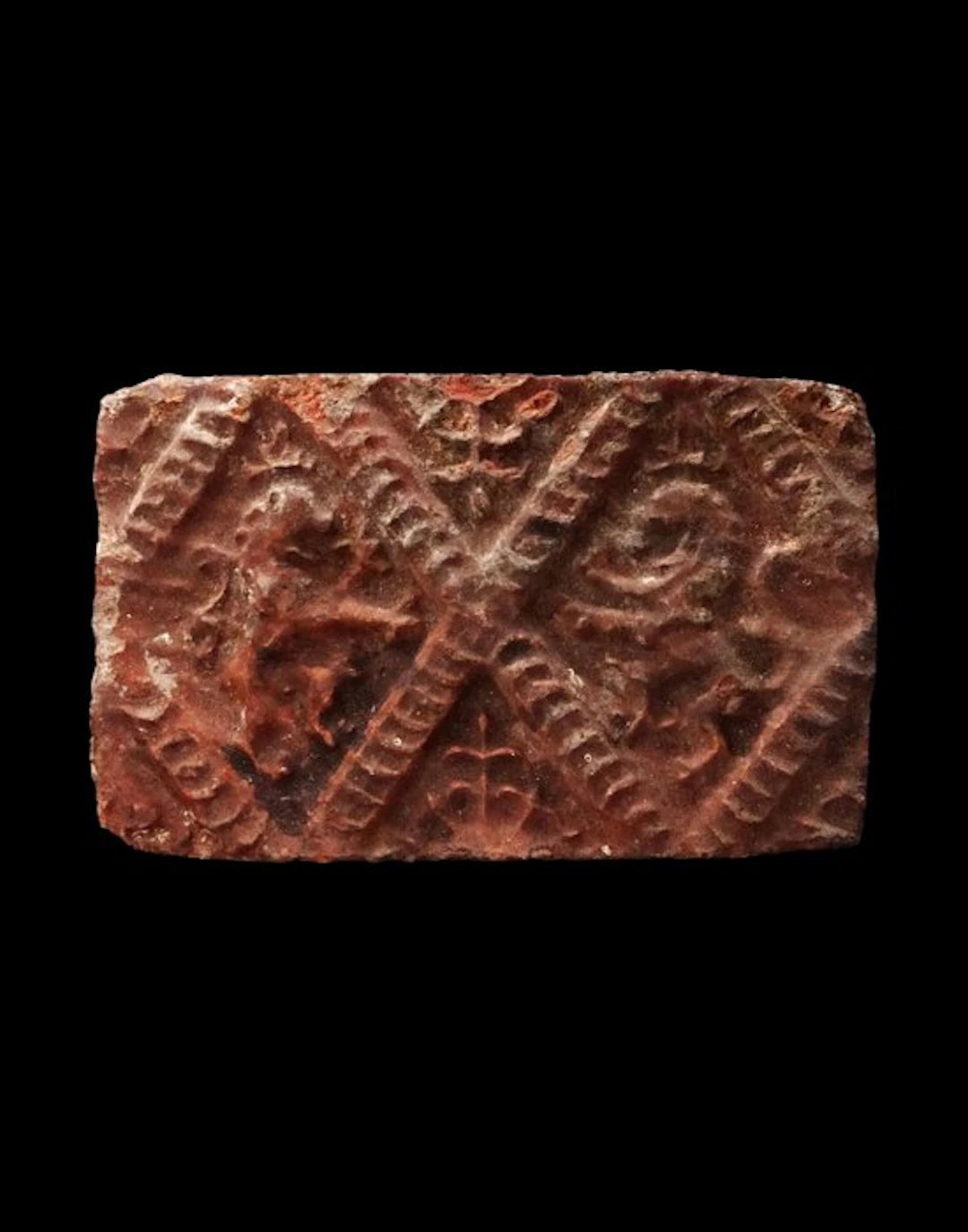 Post-medieval High‑period tile with a motif of opposing lions — Netherlands