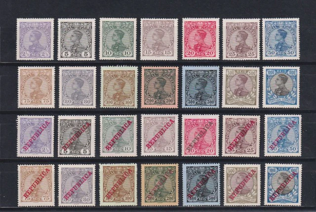 Portugal 1910 - Complete Manuel II series - Mundifil nº 156/169 + 170/183