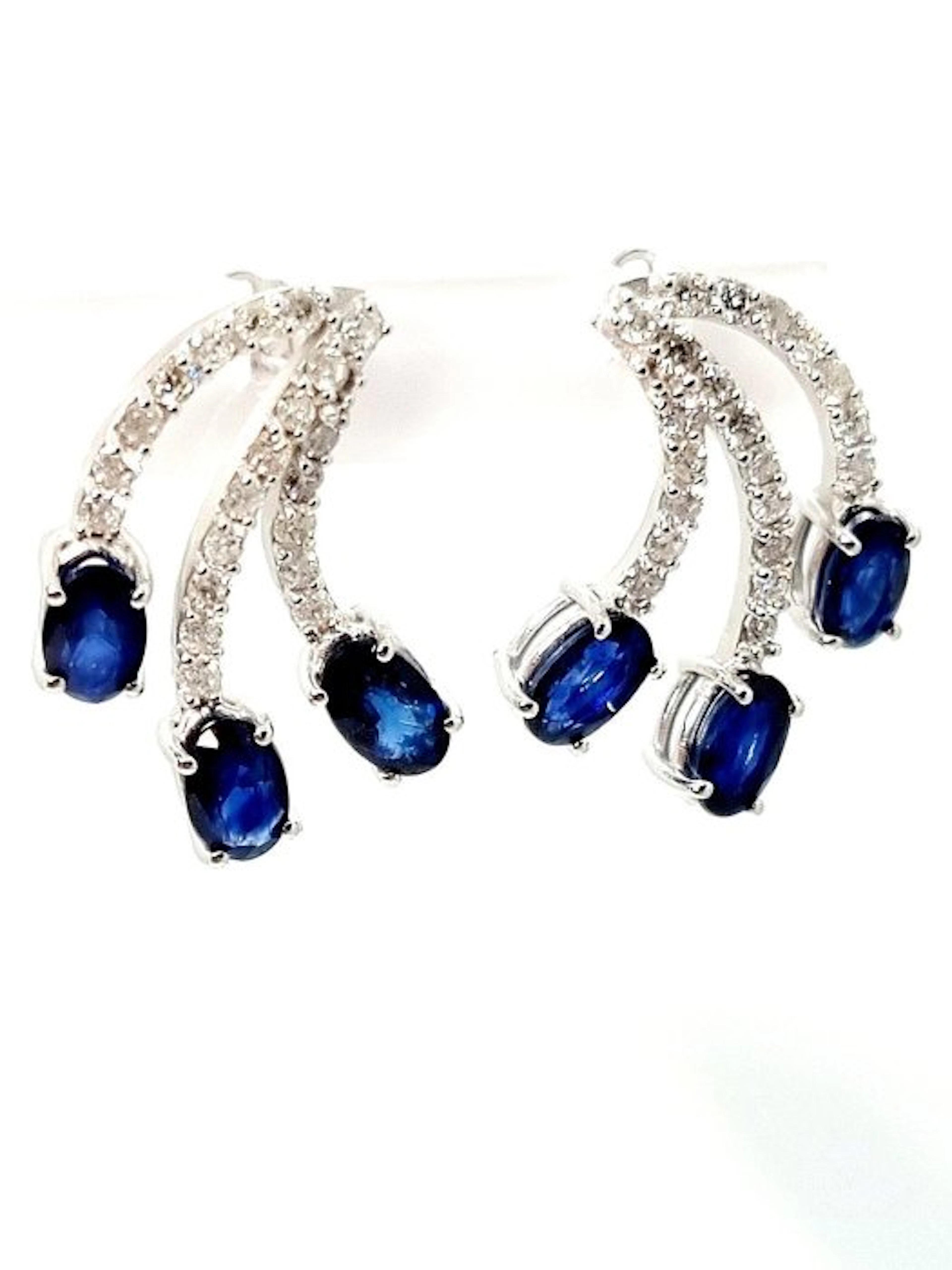 Earrings - 18 kt. White gold Sapphire - Diamond