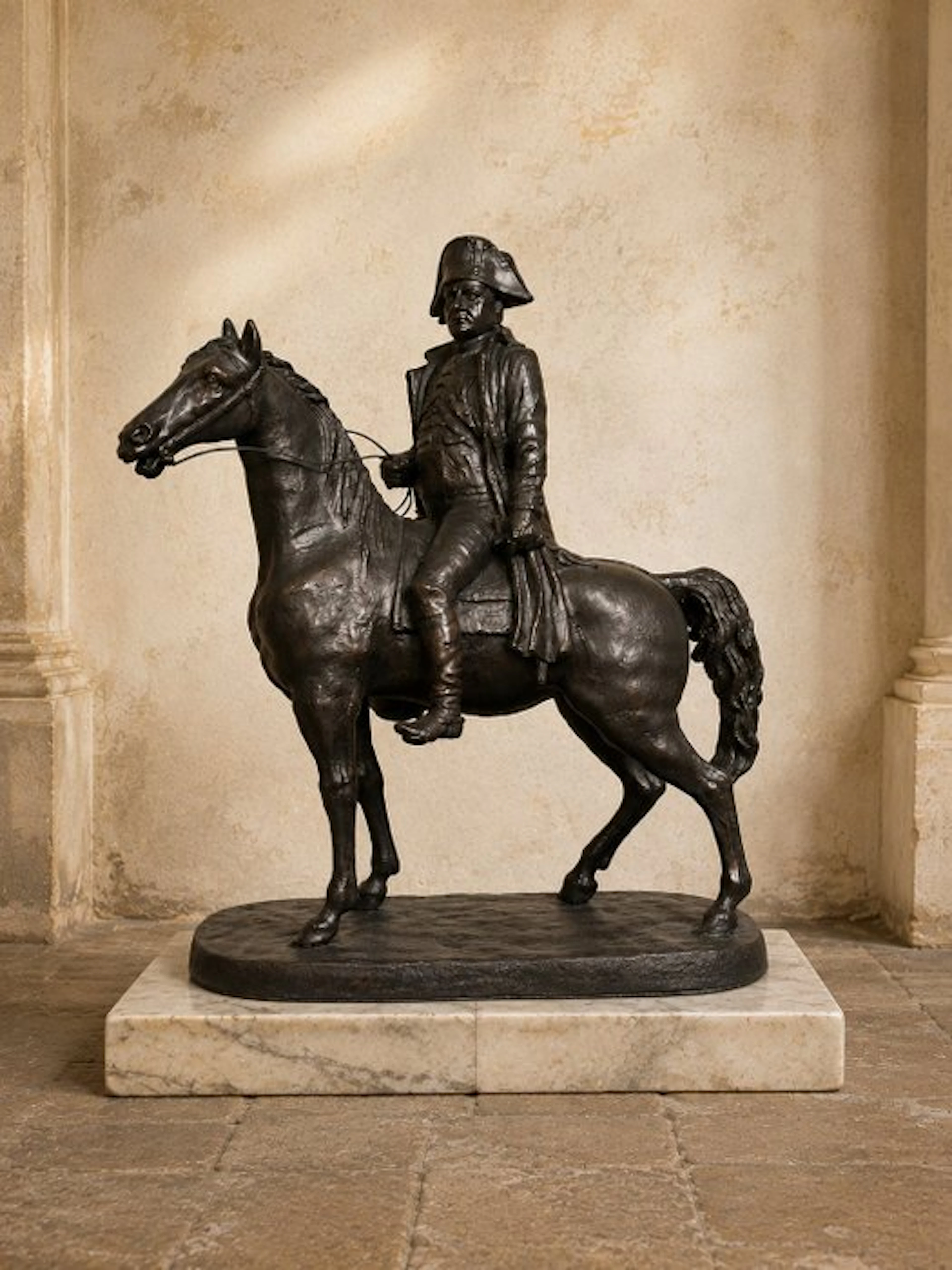 Sculpture, Zeer grote massieve Napoleon te paard - 66 cm - Cast iron
