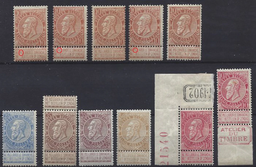 Belgium - COB 57, 58, 60, 61, 62 new without hinge - COB 57, 58, 60, 61, 62