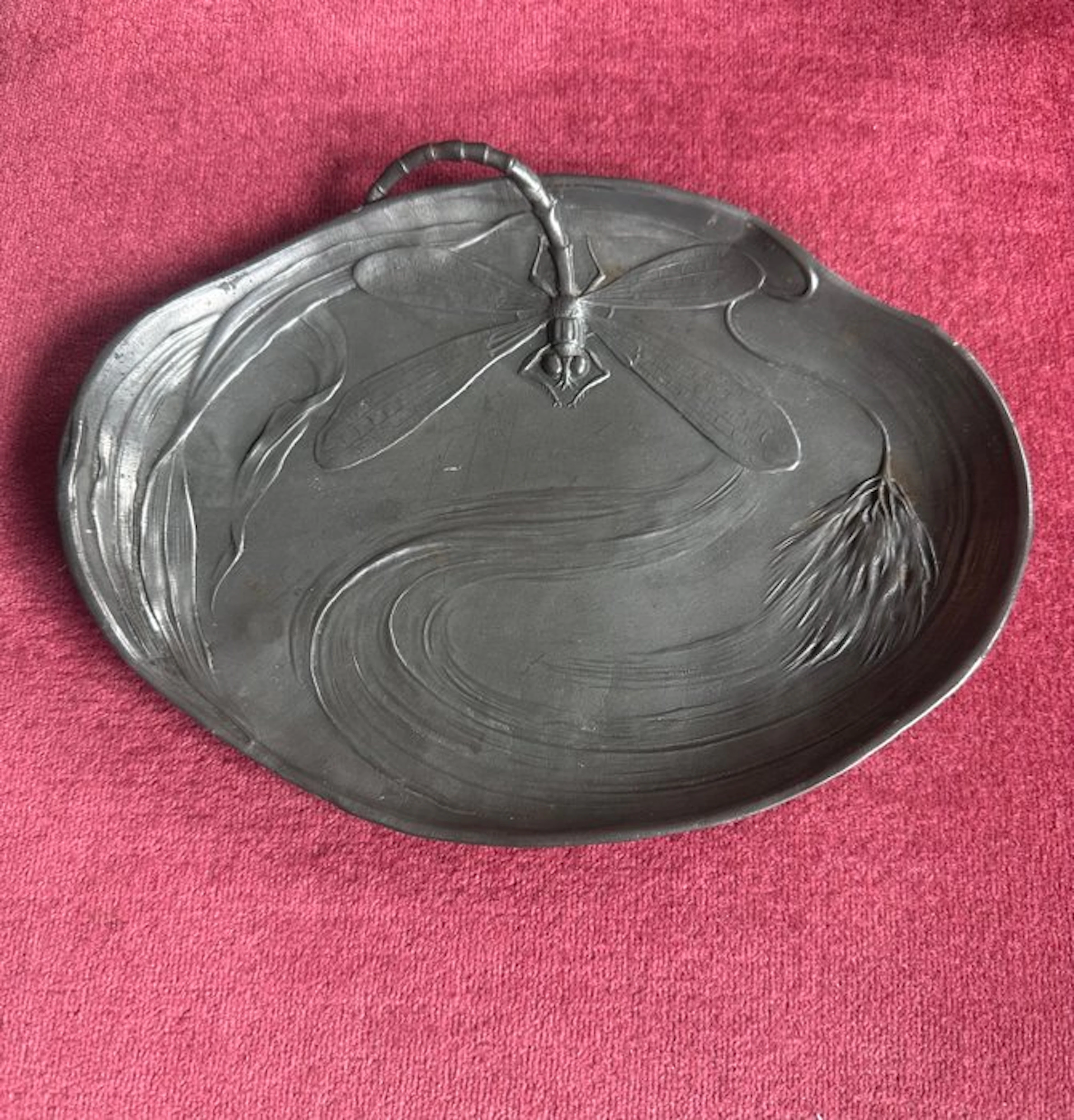 Dish - Antique Art Nouveau Pewter Vide-Poche / Small...