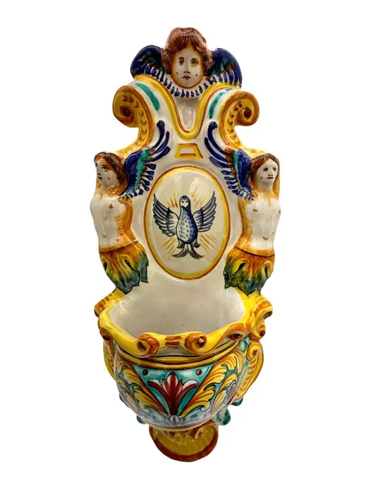 Holy water font - Deruta - 1980-1990 - 34 cm