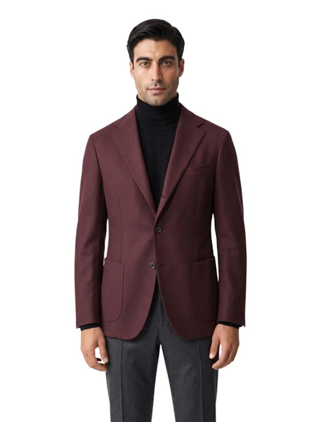 GIAMPAOLO - 48 IT - Blazer Jacket Burgundy Flannel Wool...
