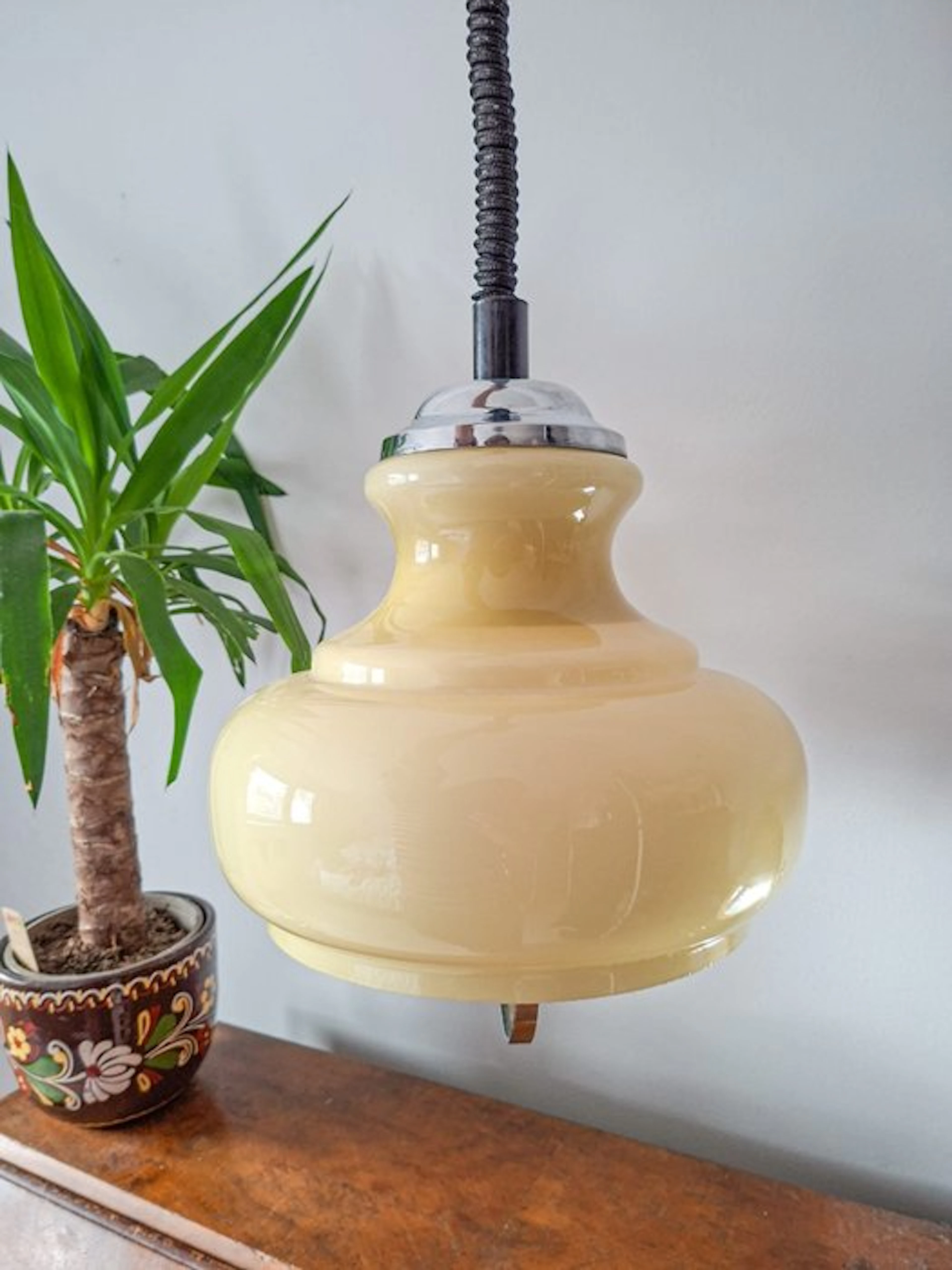 Hanging lamp - Opaline glass - Italian design lamp