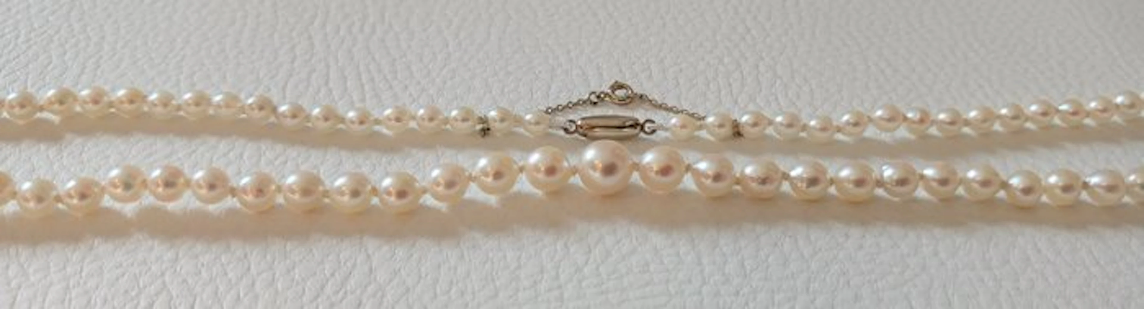 No reserve price - String of beads - 18 kt. White gold Pearl - Slightly baroque