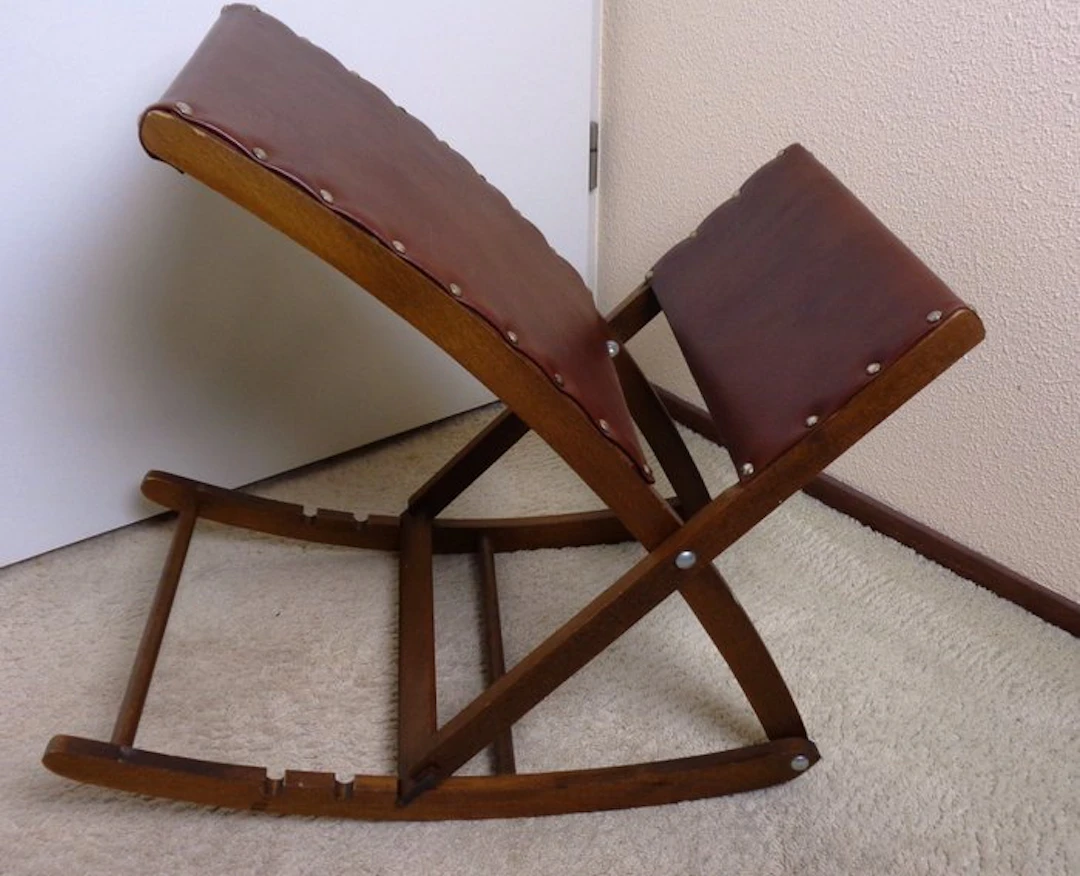 Footstool - swing model - Steel, Oak - with three settings