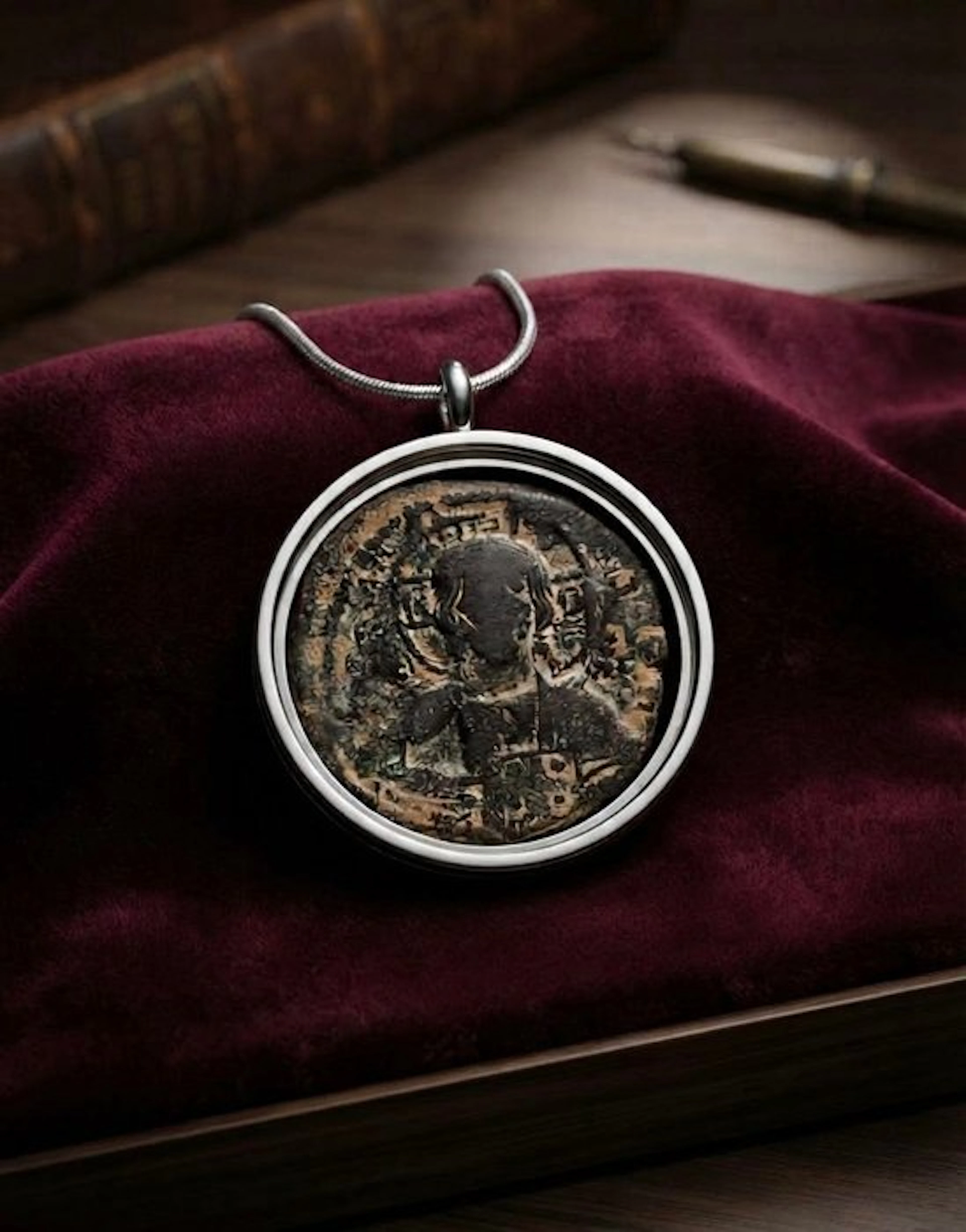 Byzantine Bronze Coin pendant - Jesus Christ, King of Kings (No reserve price)