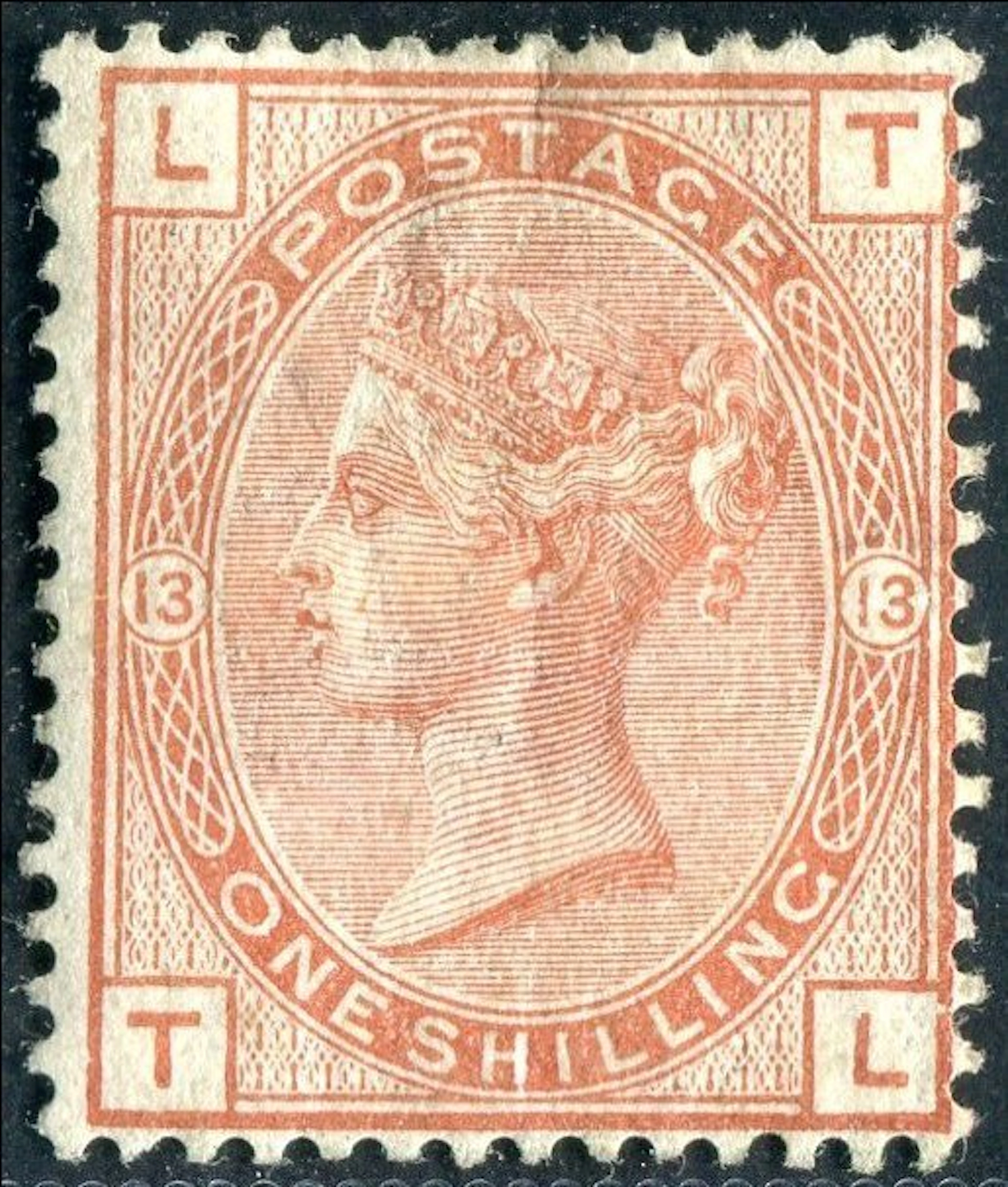 Great Britain 1881 - Victoria, 1 sh. orange-brown pt. 13, wmk Crown - SG 163