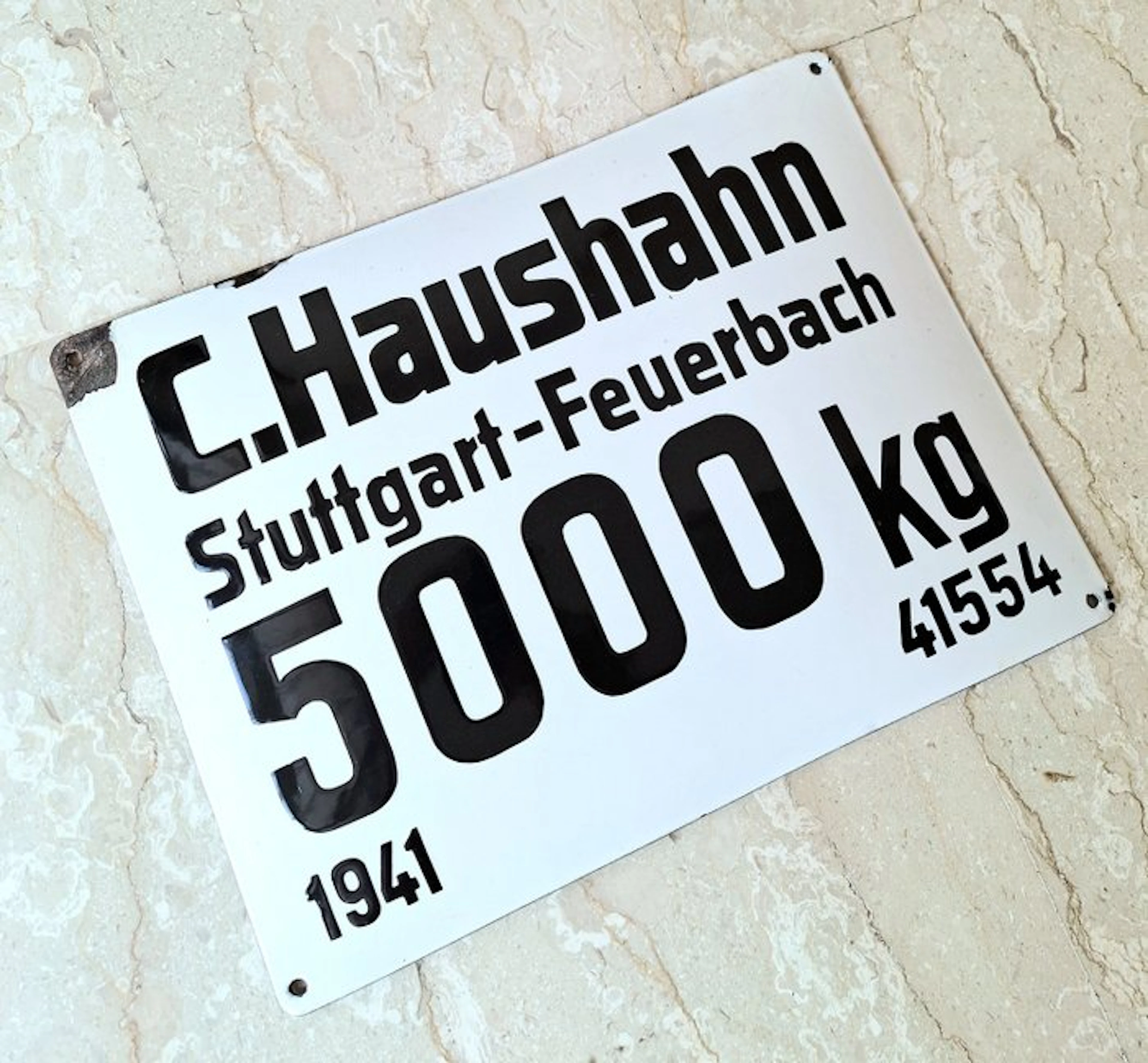C. Haushahn, Stuttgart-Feuerbach (Germania) - Enamel sign - Metal, Glaze