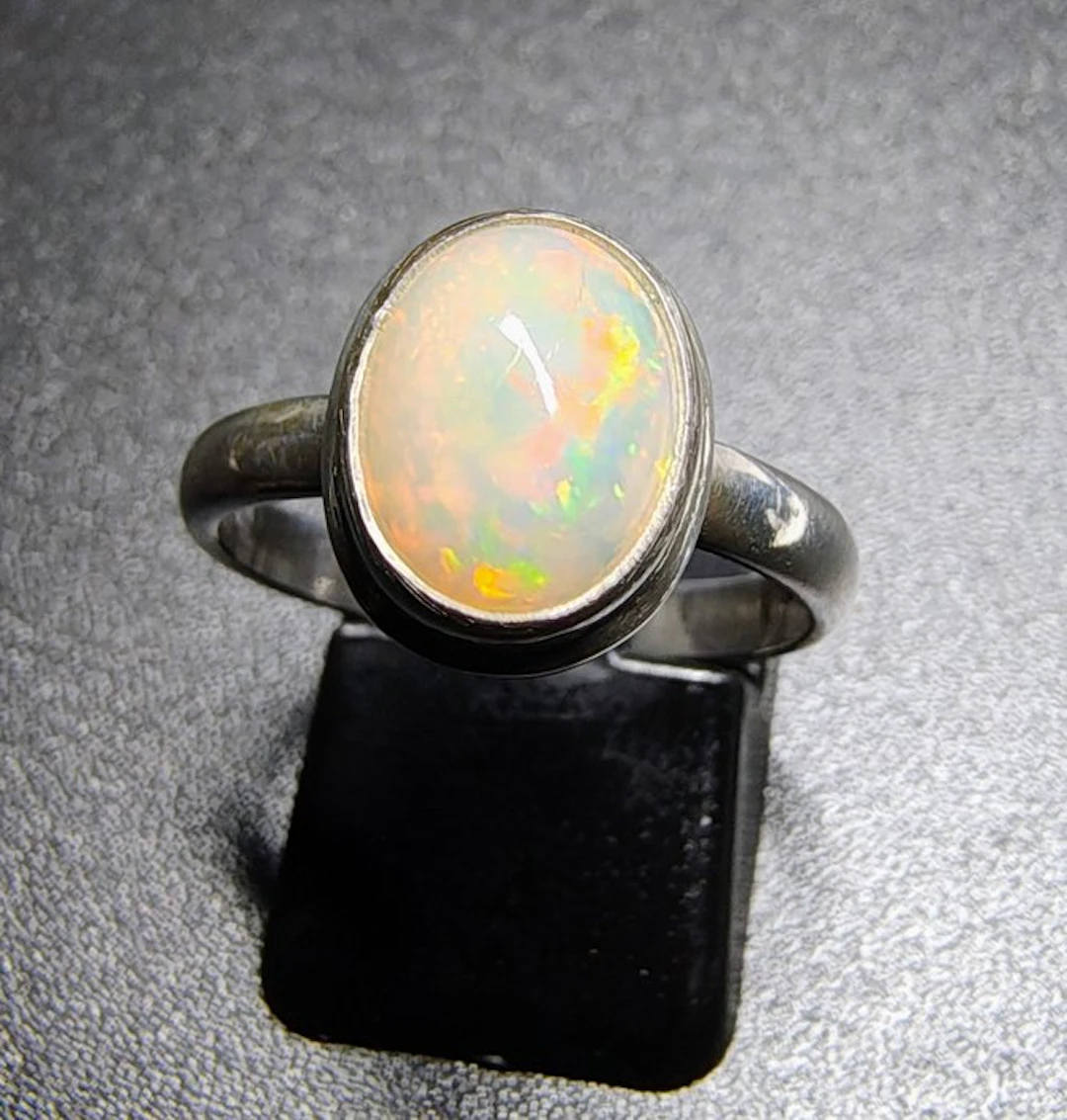 Sterling Silver 925 Ring with Natural Untreated Opal – 9...