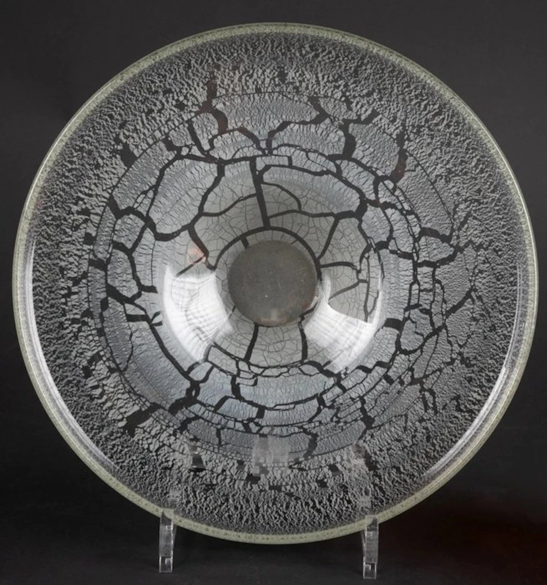 Kristalunie Maastricht - W.J. Rozendaal - Platter - Glass - Tincraquelé dish