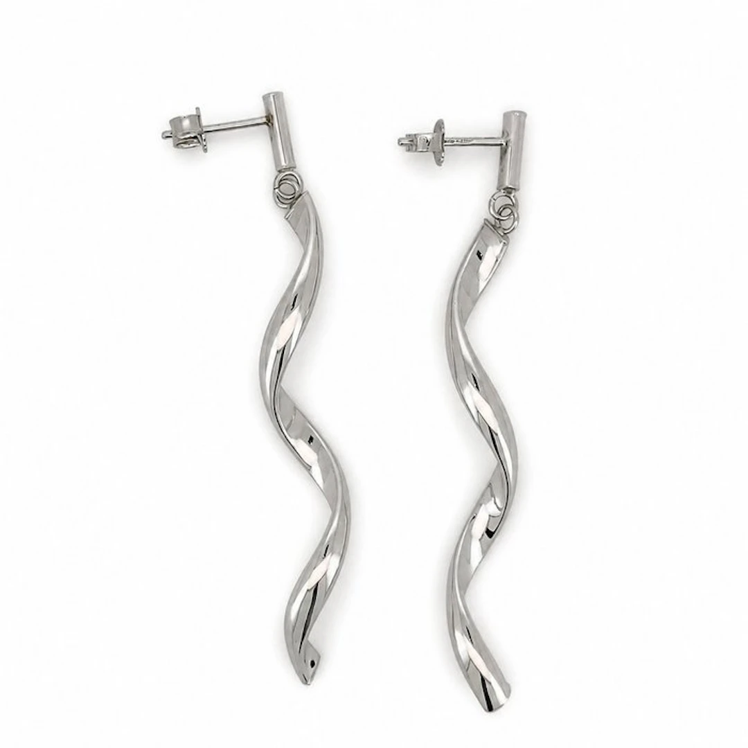 Earrings - 18 kt. White gold - Made in Italy - Handmade