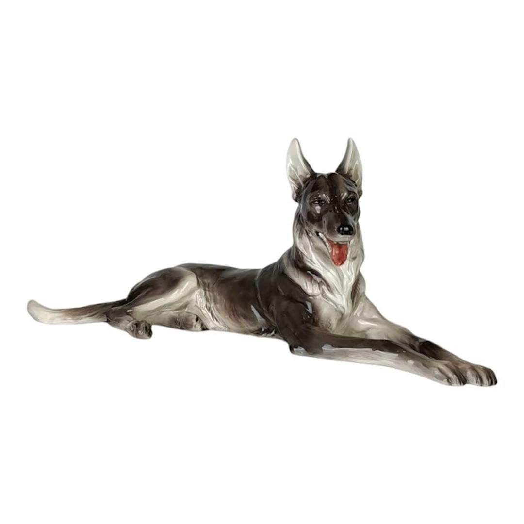 Goldscheider - Hugo Postl - Statue, Pastore Tedesco - 26.5 cm - Ceramic